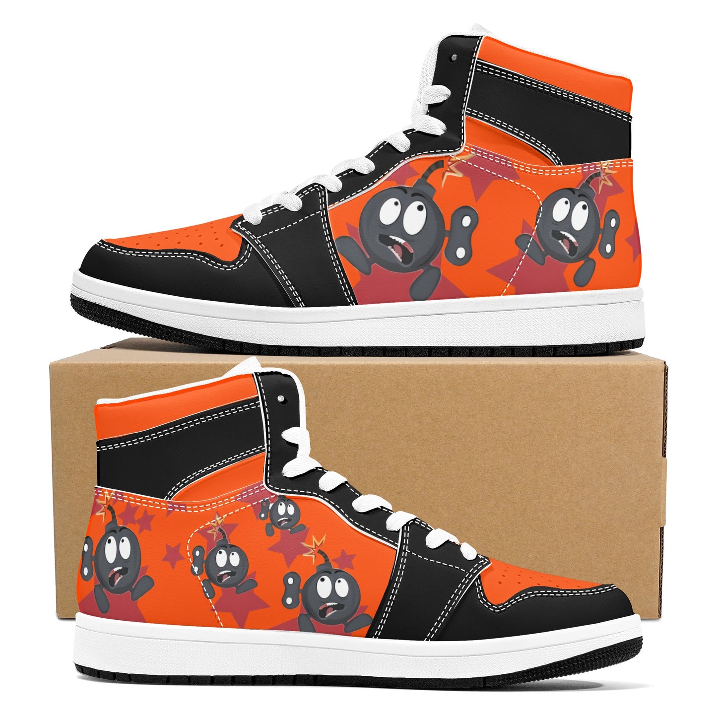 S.I.Y.L. (Stay In Your Lane) Mens Dark Orange High Top Leather Star Kicks