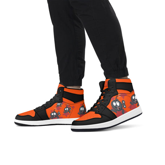 S.I.Y.L. (Stay In Your Lane) Mens Dark Orange High Top Leather Star Kicks