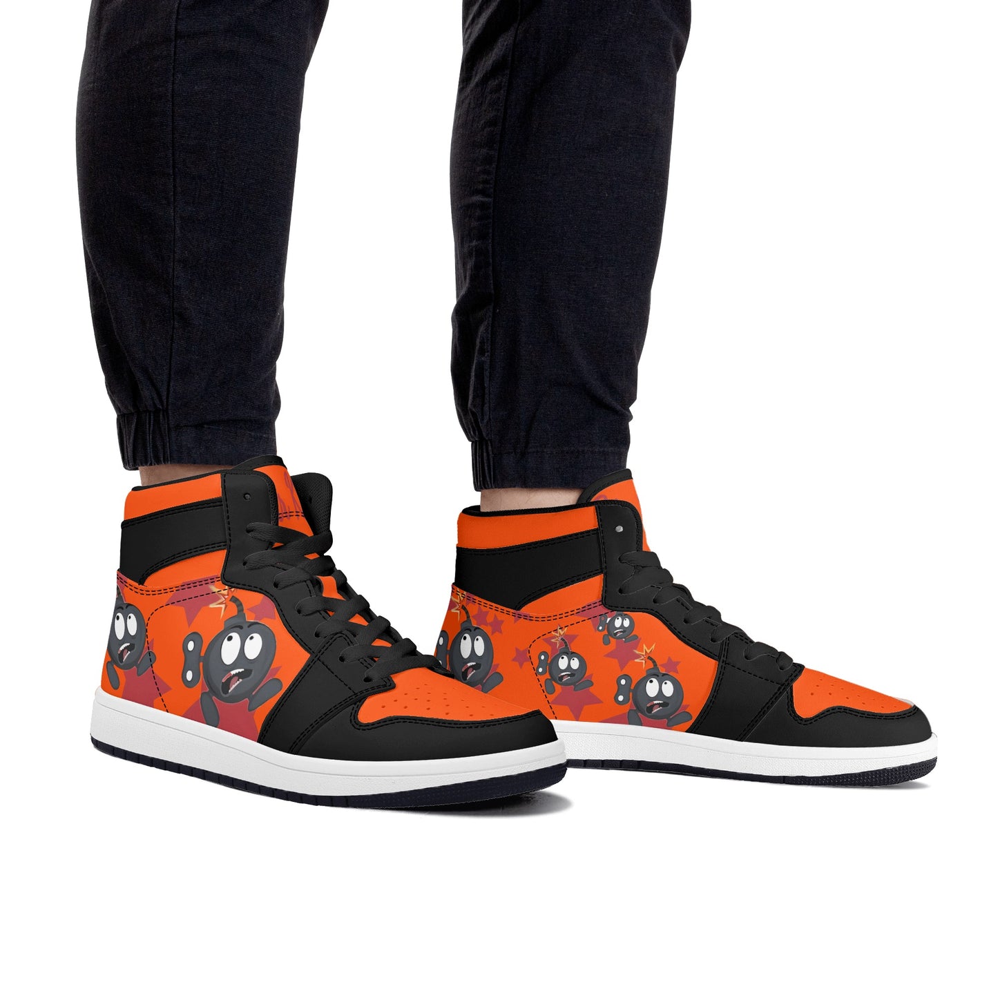 S.I.Y.L. (Stay In Your Lane) Mens Dark Orange High Top Leather Star Kicks