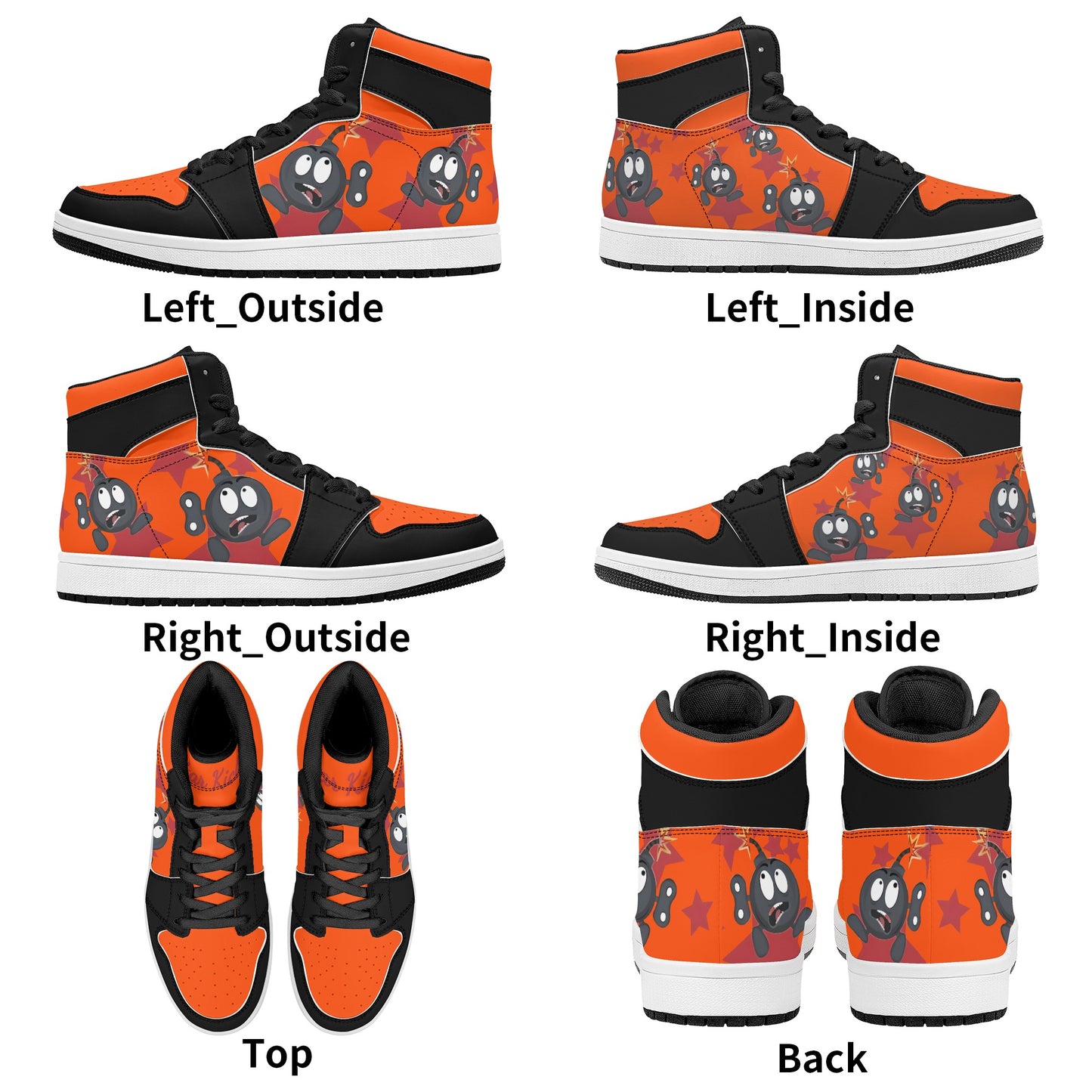 S.I.Y.L. (Stay In Your Lane) Mens Dark Orange High Top Leather Star Kicks