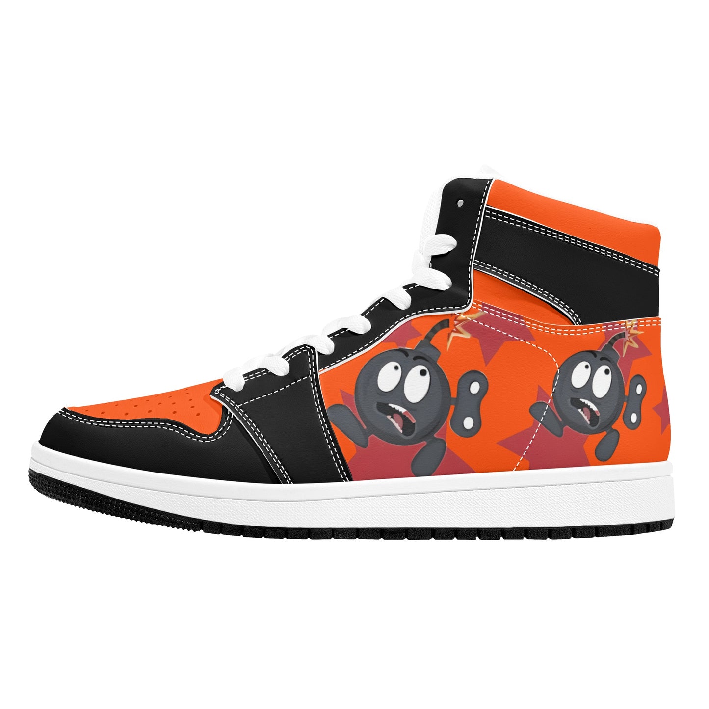 S.I.Y.L. (Stay In Your Lane) Mens Dark Orange High Top Leather Star Kicks