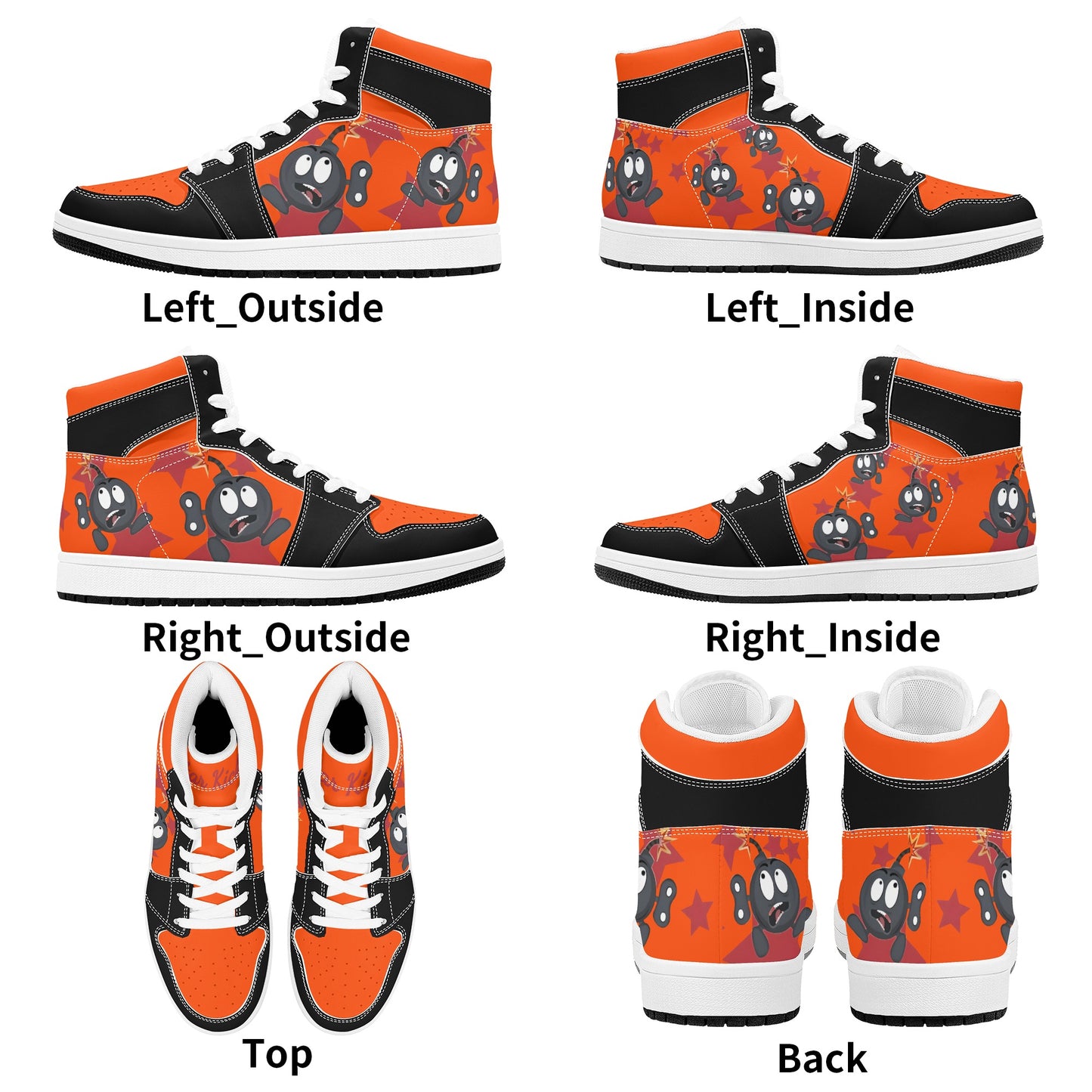 S.I.Y.L. (Stay In Your Lane) Mens Dark Orange High Top Leather Star Kicks