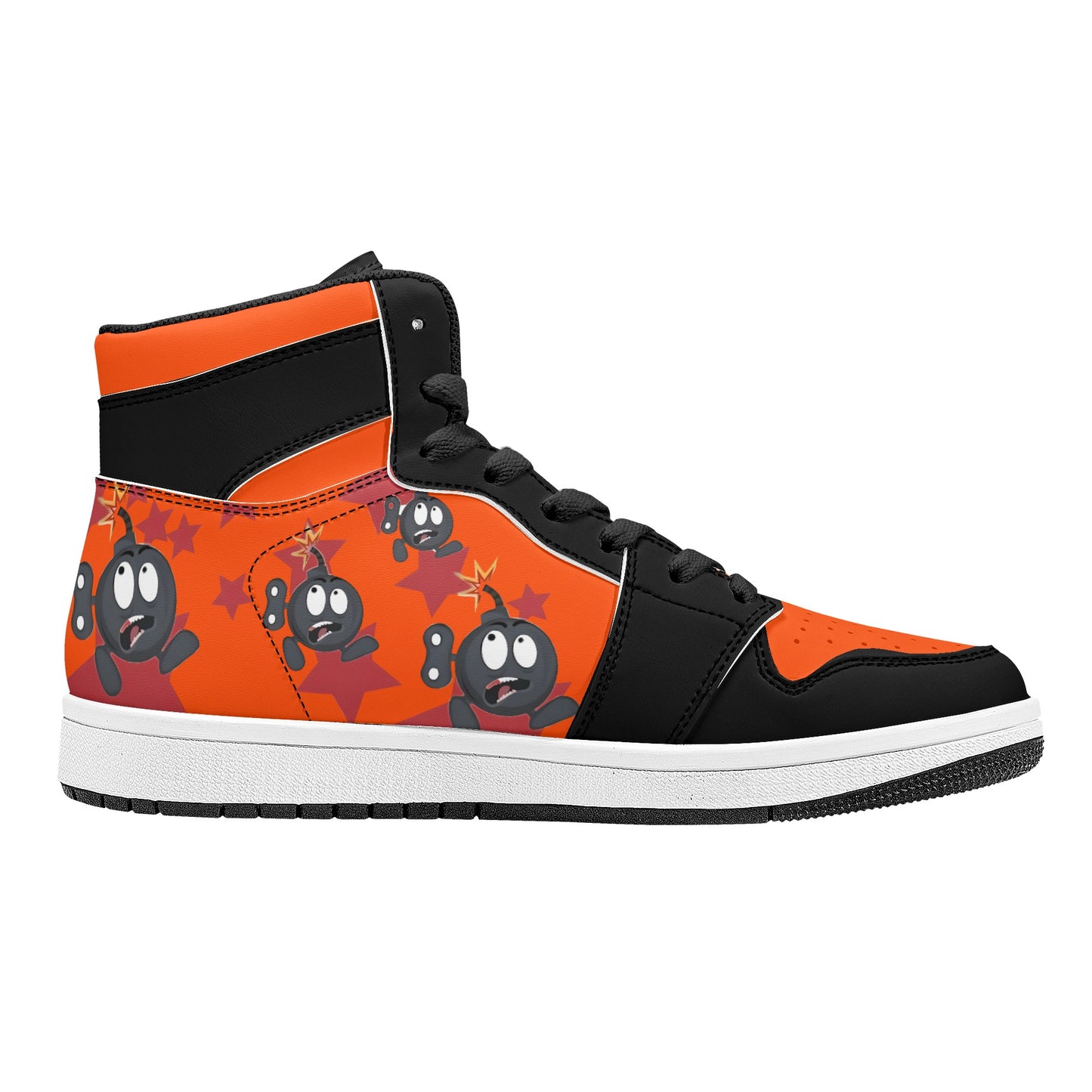 S.I.Y.L. (Stay In Your Lane) Mens Dark Orange High Top Leather Star Kicks