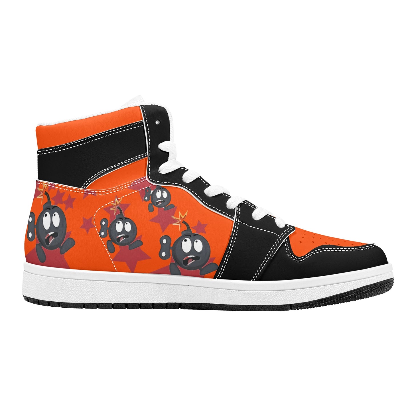 S.I.Y.L. (Stay In Your Lane) Mens Dark Orange High Top Leather Star Kicks