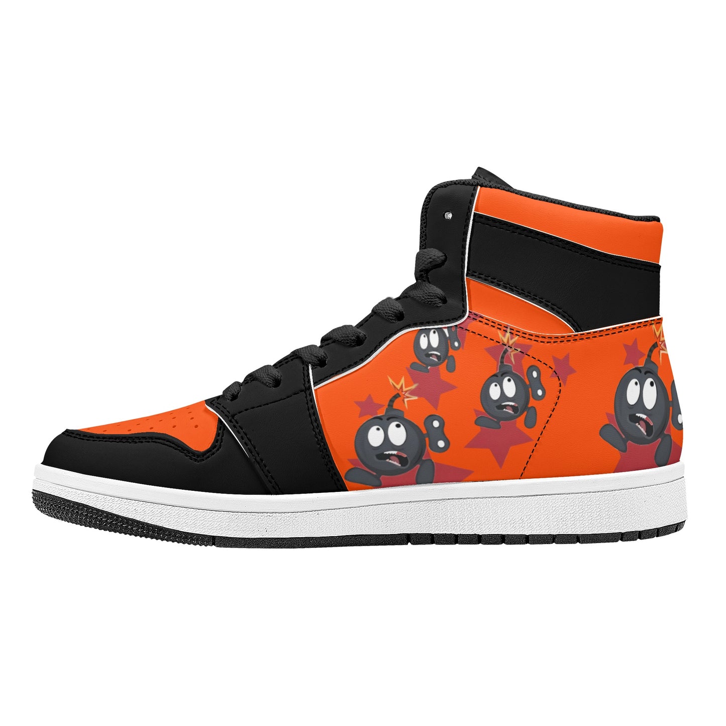 S.I.Y.L. (Stay In Your Lane) Mens Dark Orange High Top Leather Star Kicks