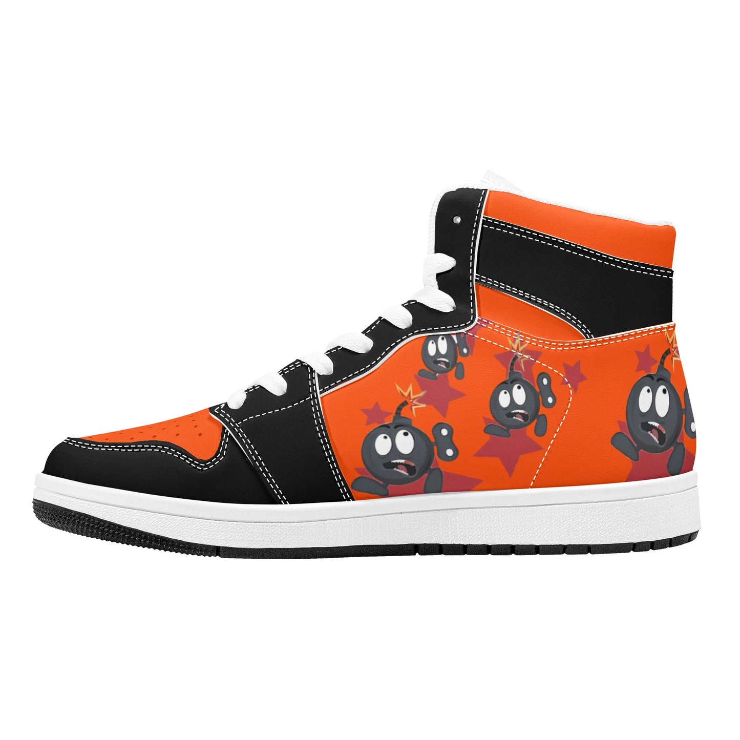 S.I.Y.L. (Stay In Your Lane) Mens Dark Orange High Top Leather Star Kicks