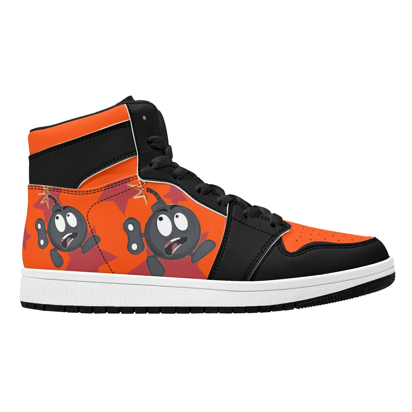 S.I.Y.L. (Stay In Your Lane) Mens Dark Orange High Top Leather Star Kicks