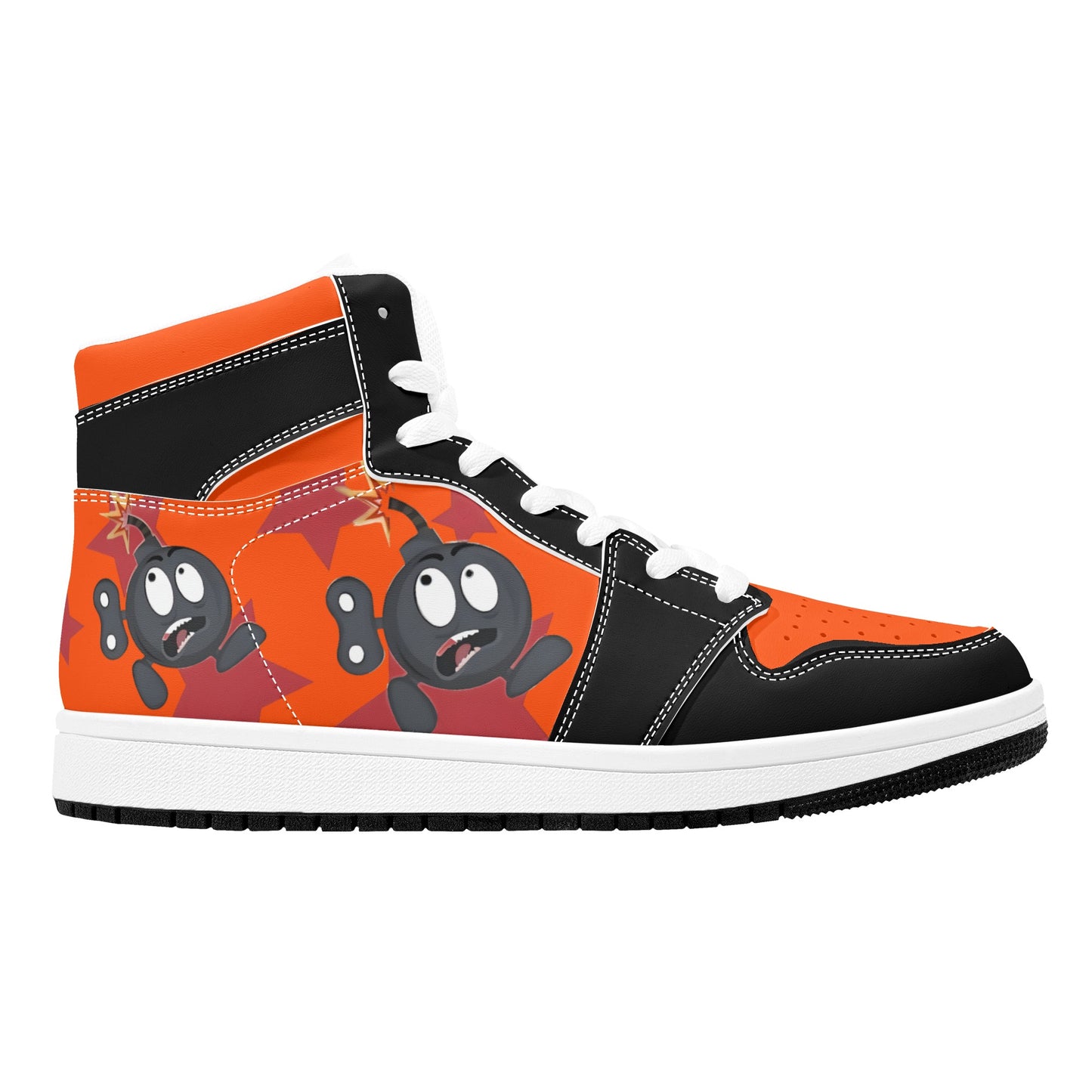 S.I.Y.L. (Stay In Your Lane) Mens Dark Orange High Top Leather Star Kicks