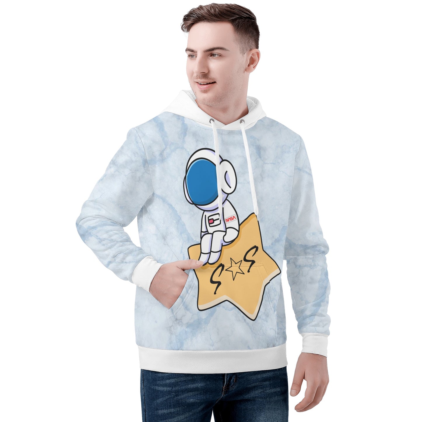 S.O.S Astronaut Chill Blue Mens Hoodie