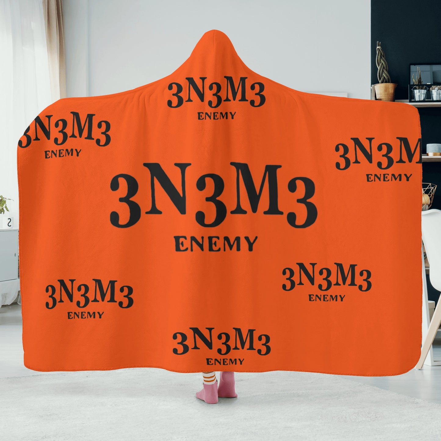 3.N.3.M.3 Enemy Dark Orange Hooded Blanket