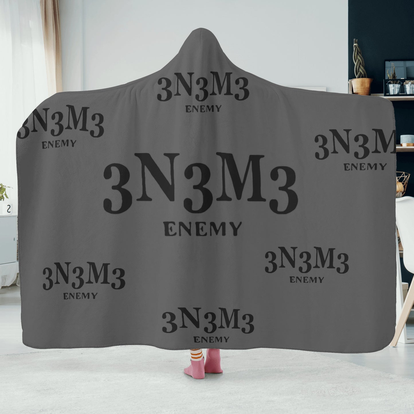 3.N.3.M.3 Enemy Dark Grey Hooded Blanket