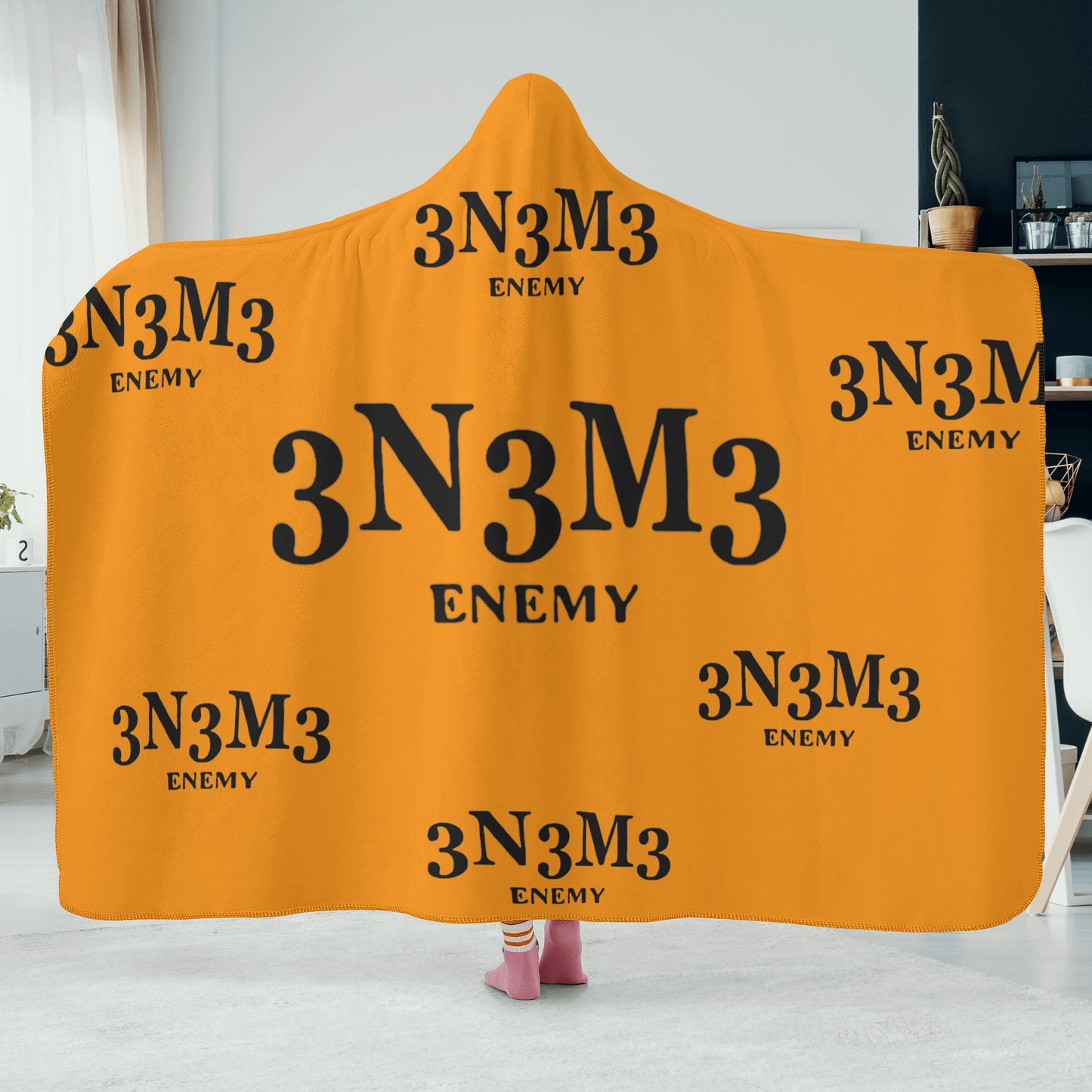 3.N.3.M.3 Enemy Orange Hooded Blanket