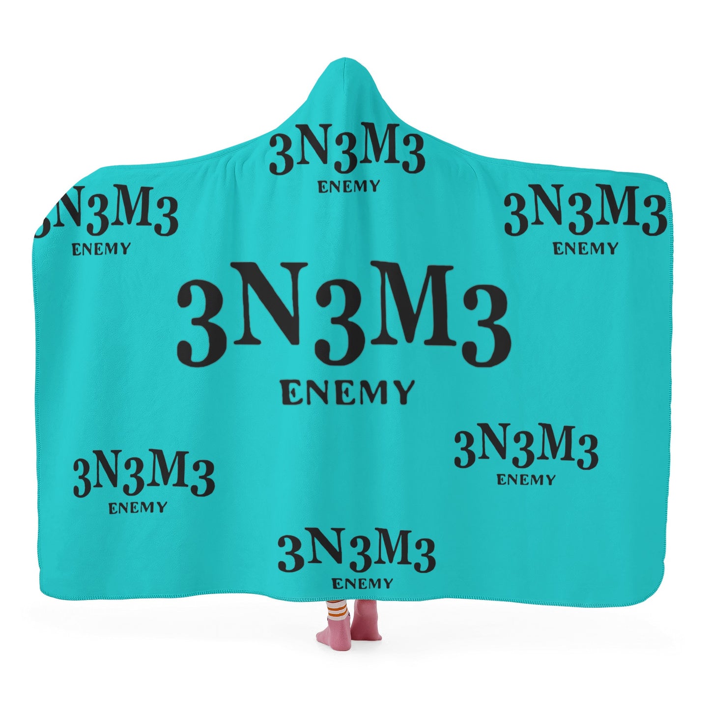 3.N.3.M.3 Enemy Turquoise Hooded Blanket