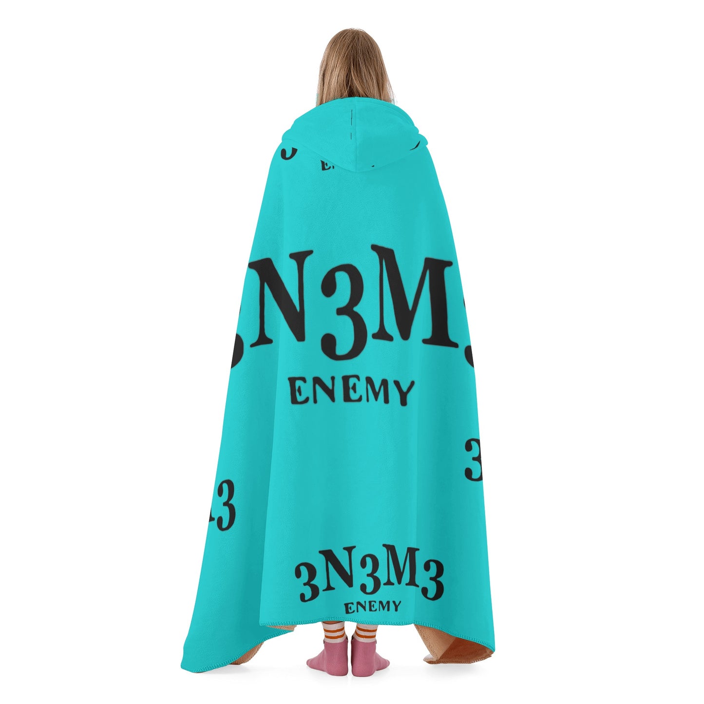 3.N.3.M.3 Enemy Turquoise Hooded Blanket