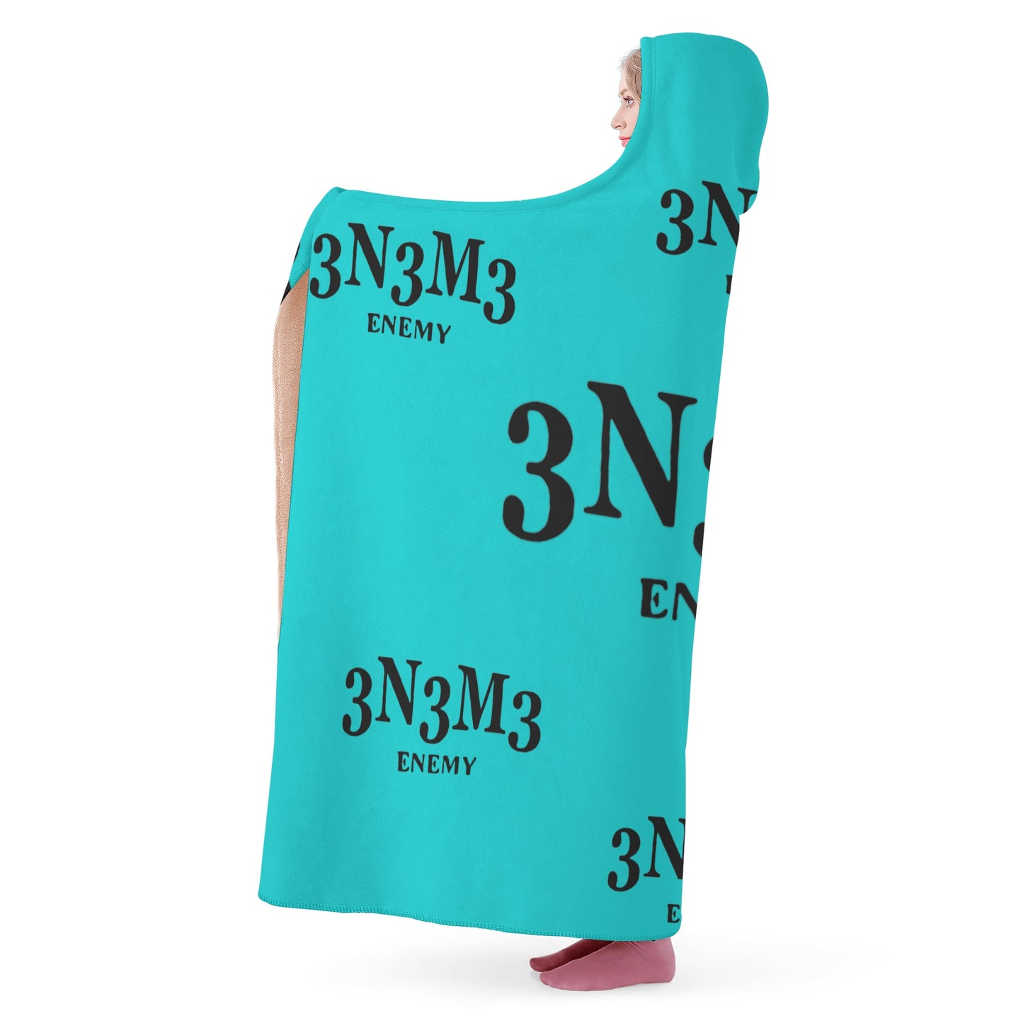 3.N.3.M.3 Enemy Turquoise Hooded Blanket