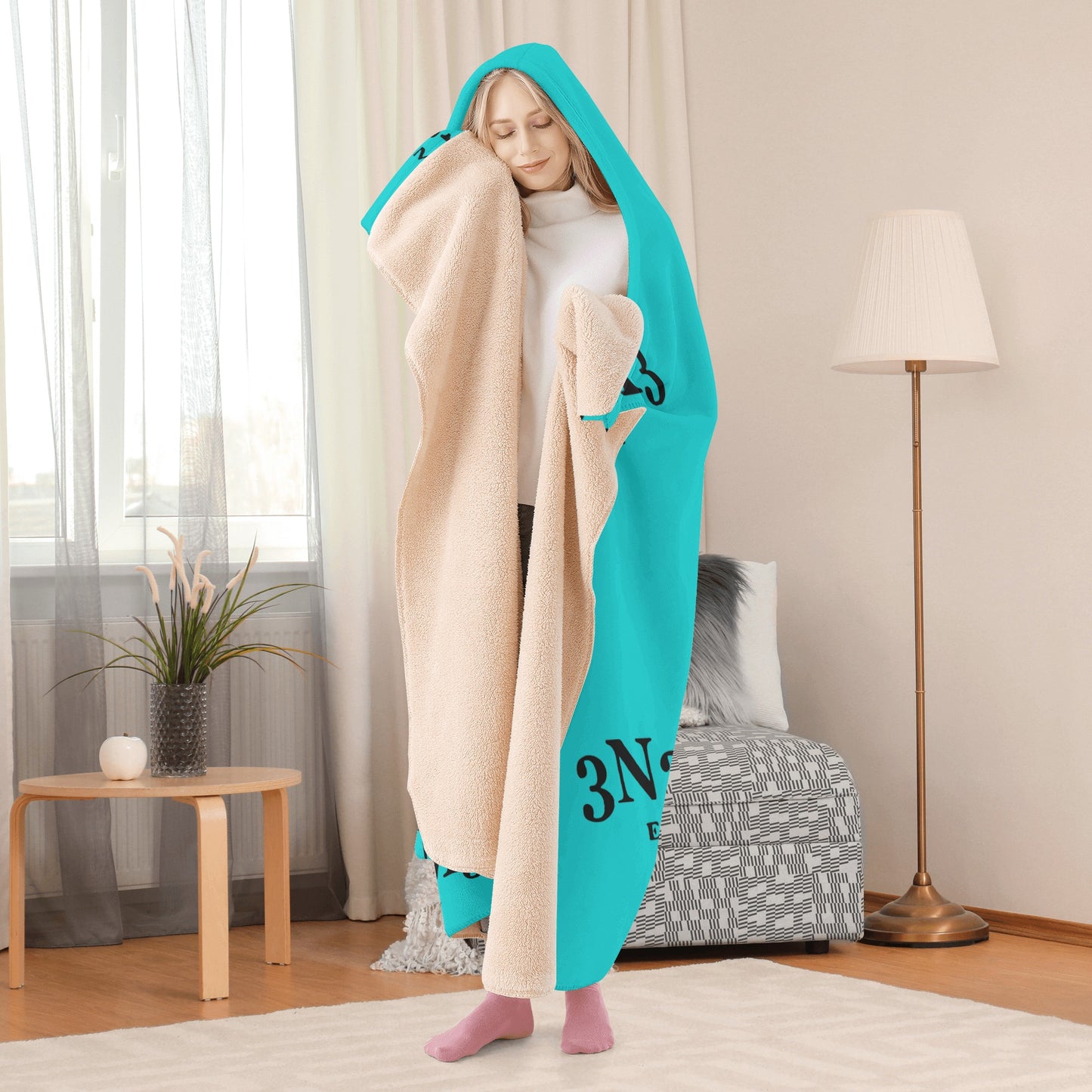 3.N.3.M.3 Enemy Turquoise Hooded Blanket