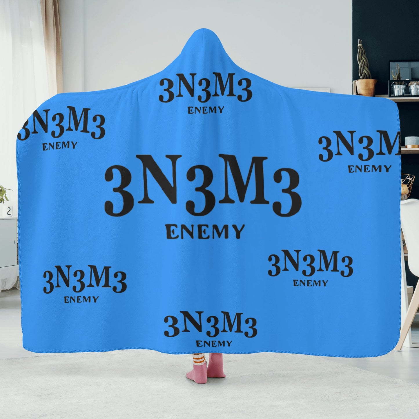 3.N.3.M.3 Enemy Blue Hooded Blanket