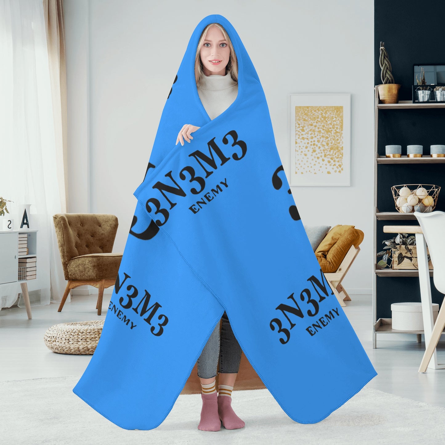 3.N.3.M.3 Enemy Blue Hooded Blanket