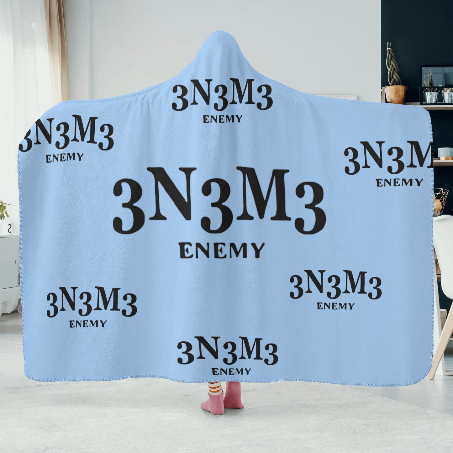 3.N.3.M.3 Enemy Sky Blue Hooded Blanket