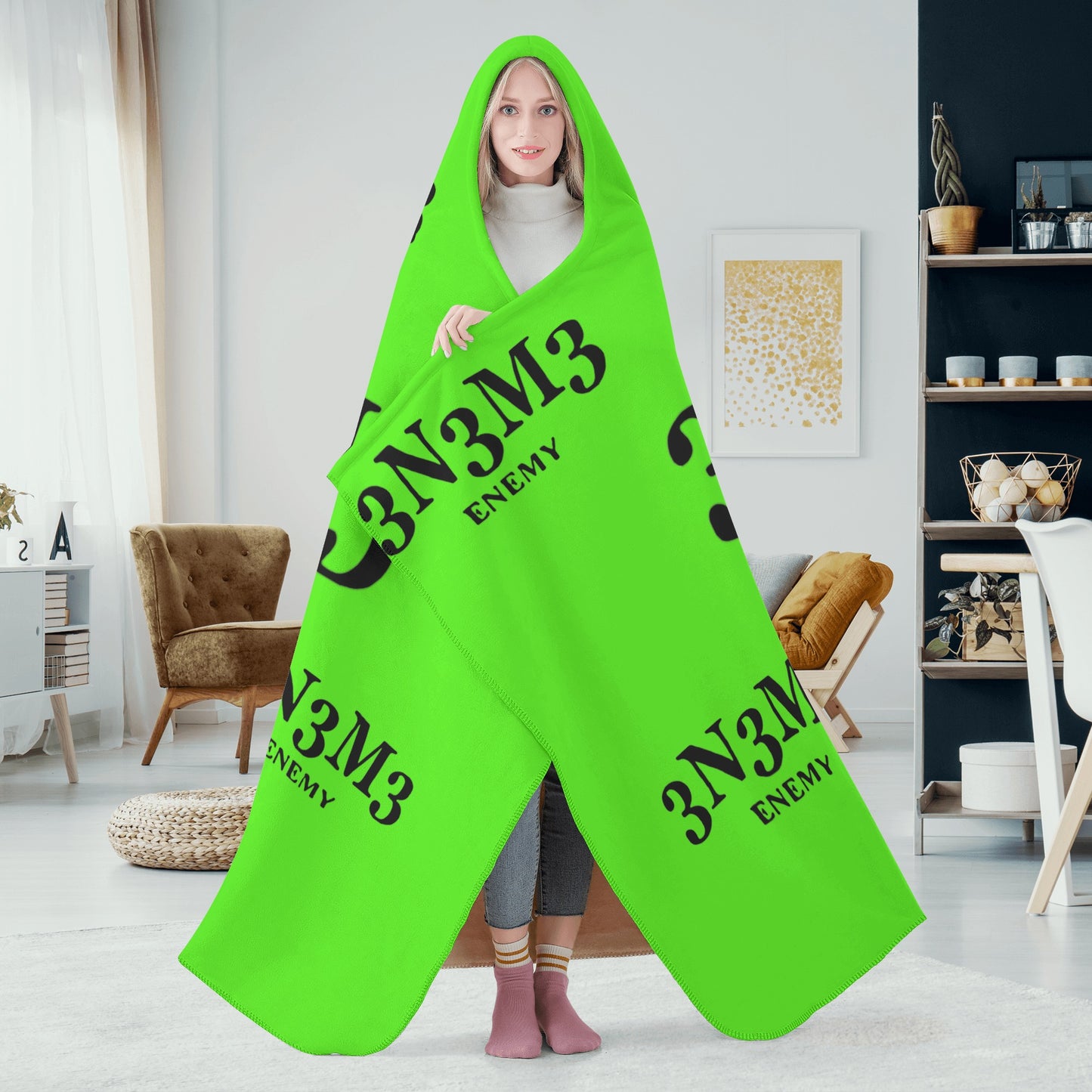 3.N.3.M.3 Enemy Goo Green Hooded Blanket