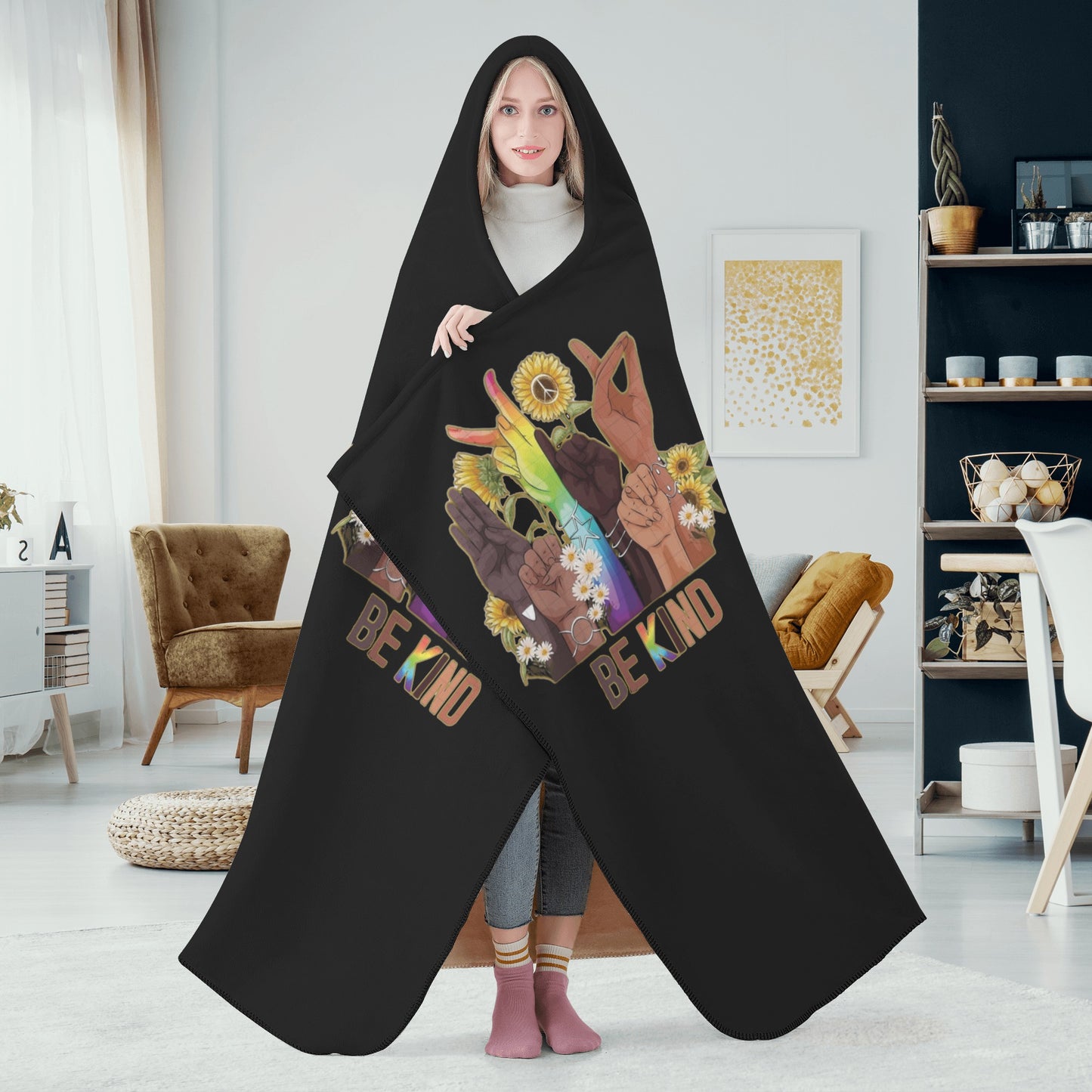 Be Kind (Pride Edition) Black Hooded Blanket