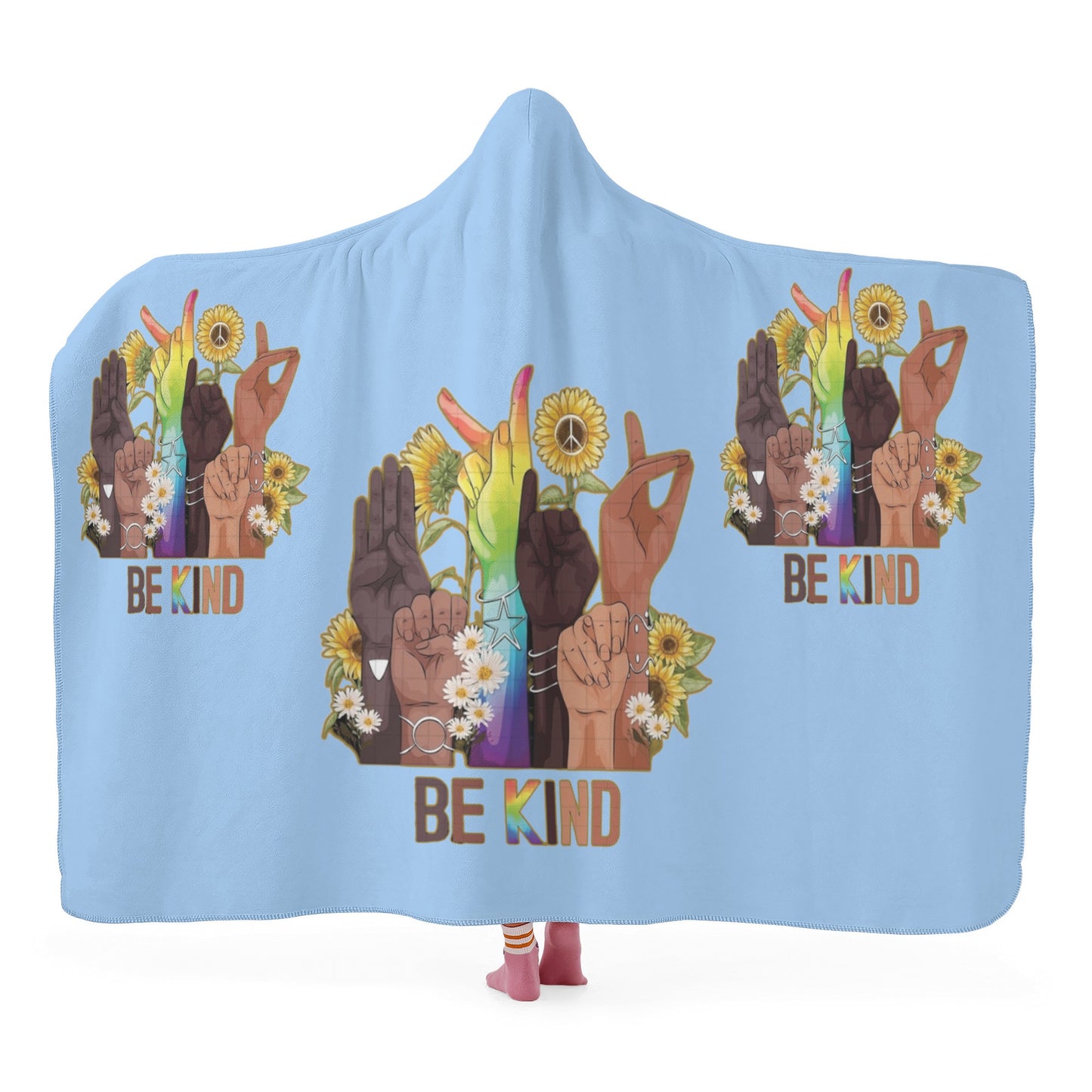 Be Kind (Pride Edition) Sky Blue Hooded Blanket