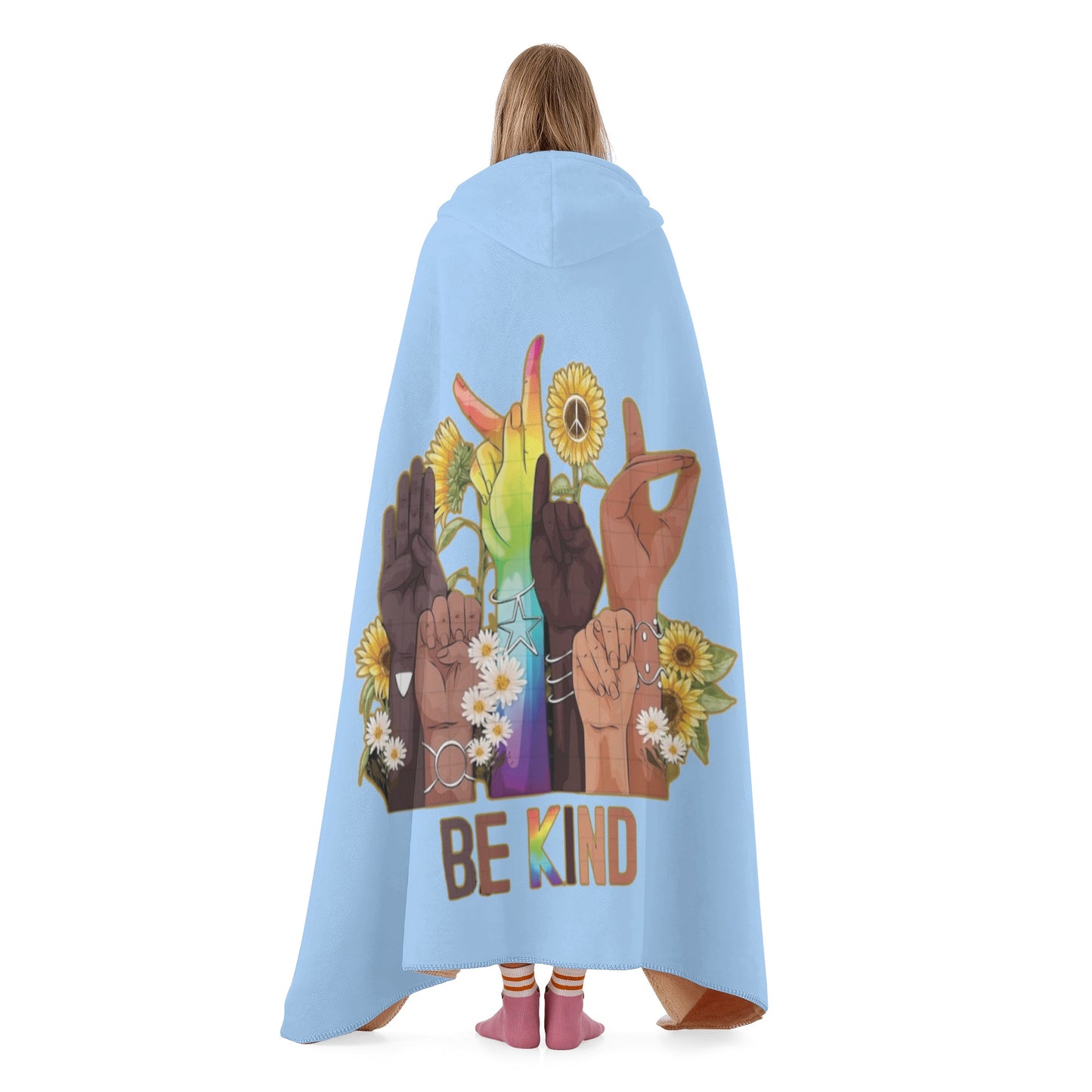 Be Kind (Pride Edition) Sky Blue Hooded Blanket