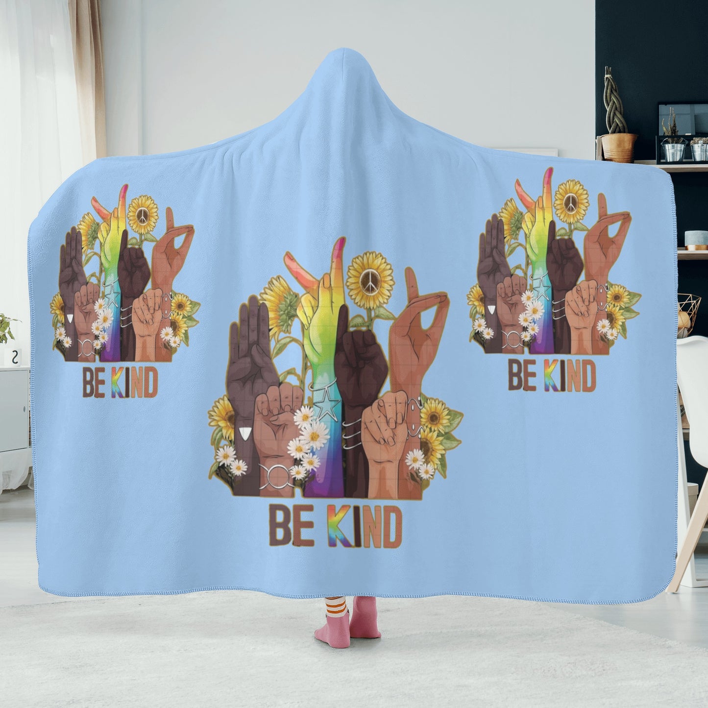 Be Kind (Pride Edition) Sky Blue Hooded Blanket