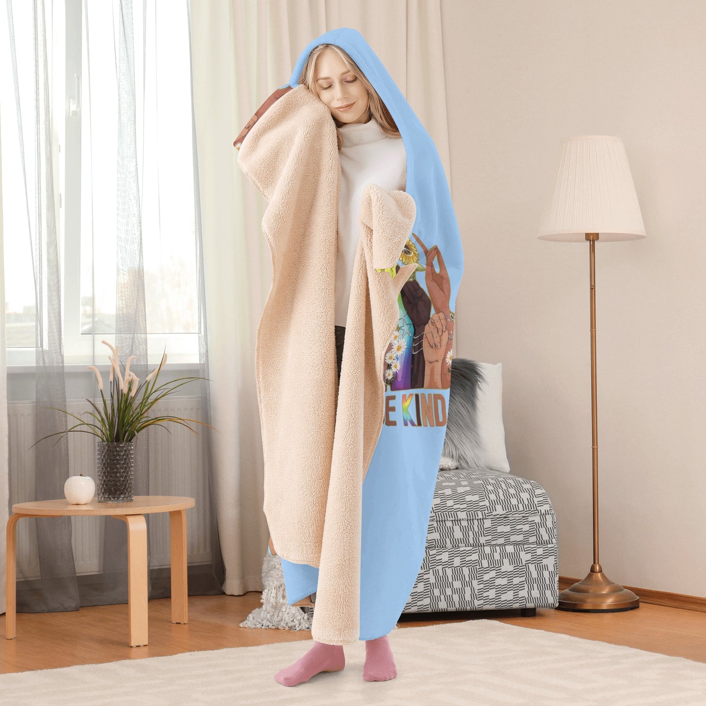 Be Kind (Pride Edition) Sky Blue Hooded Blanket