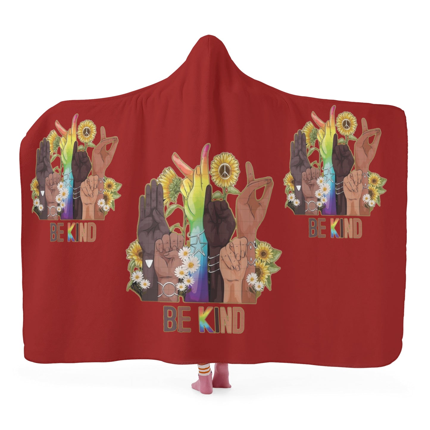 Be Kind (Pride Edition) Maroon Hooded Blanket