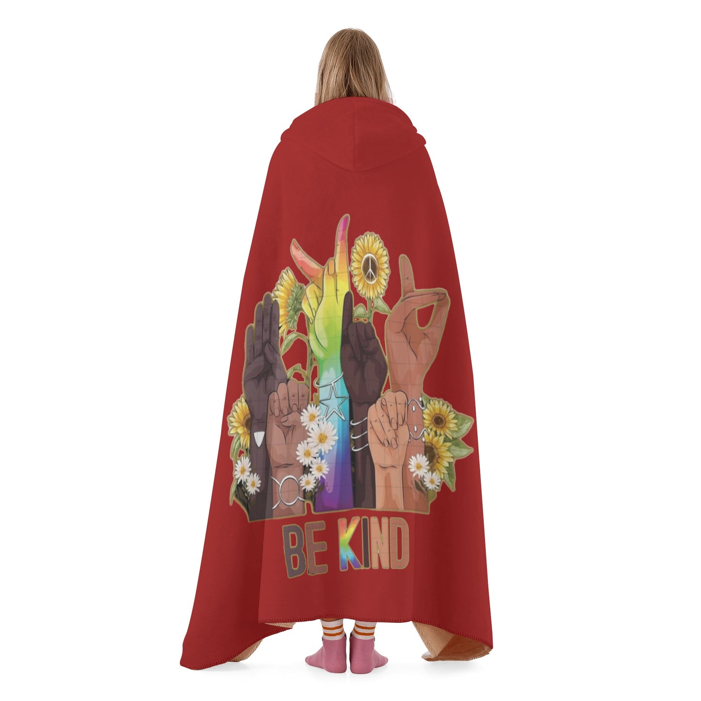 Be Kind (Pride Edition) Maroon Hooded Blanket