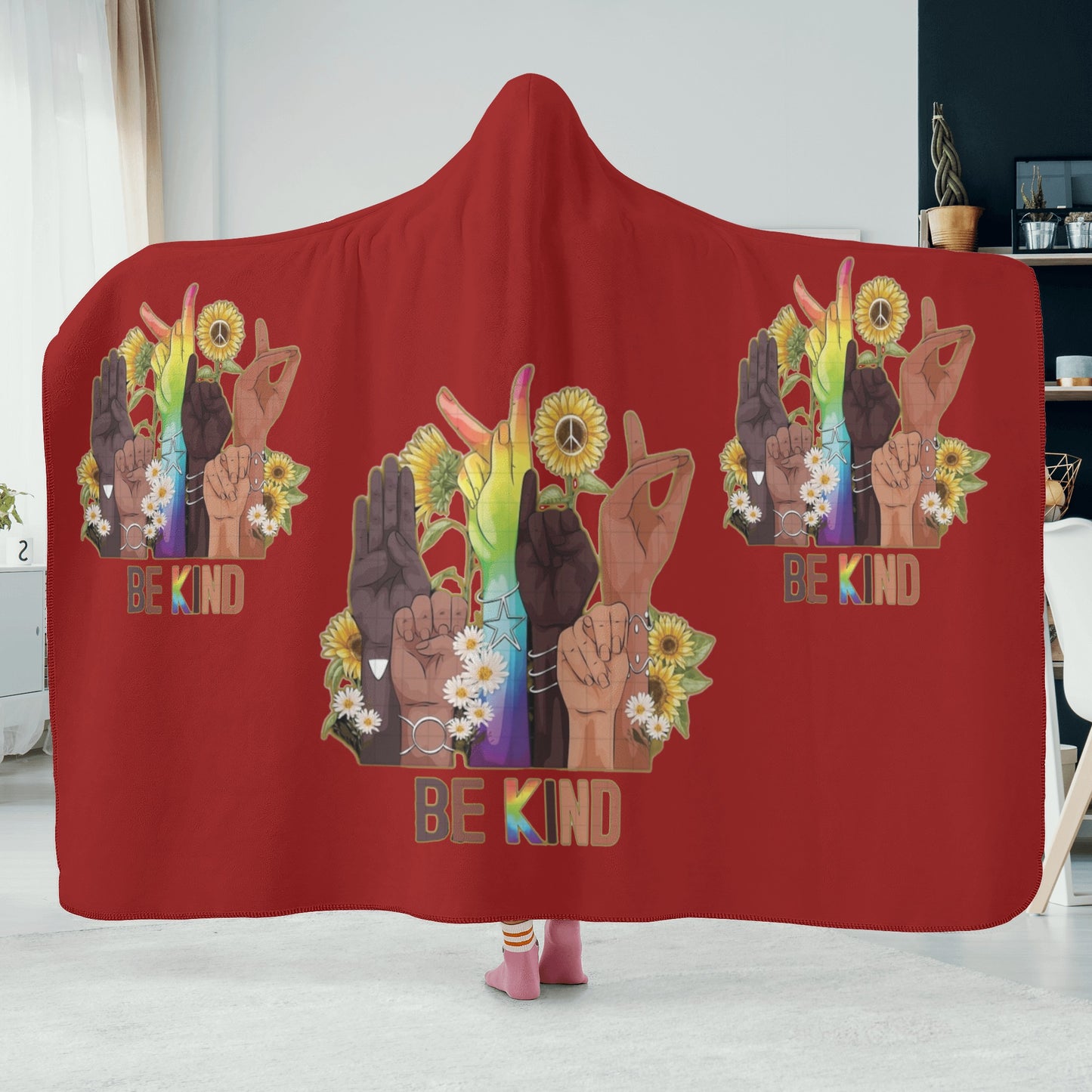 Be Kind (Pride Edition) Maroon Hooded Blanket