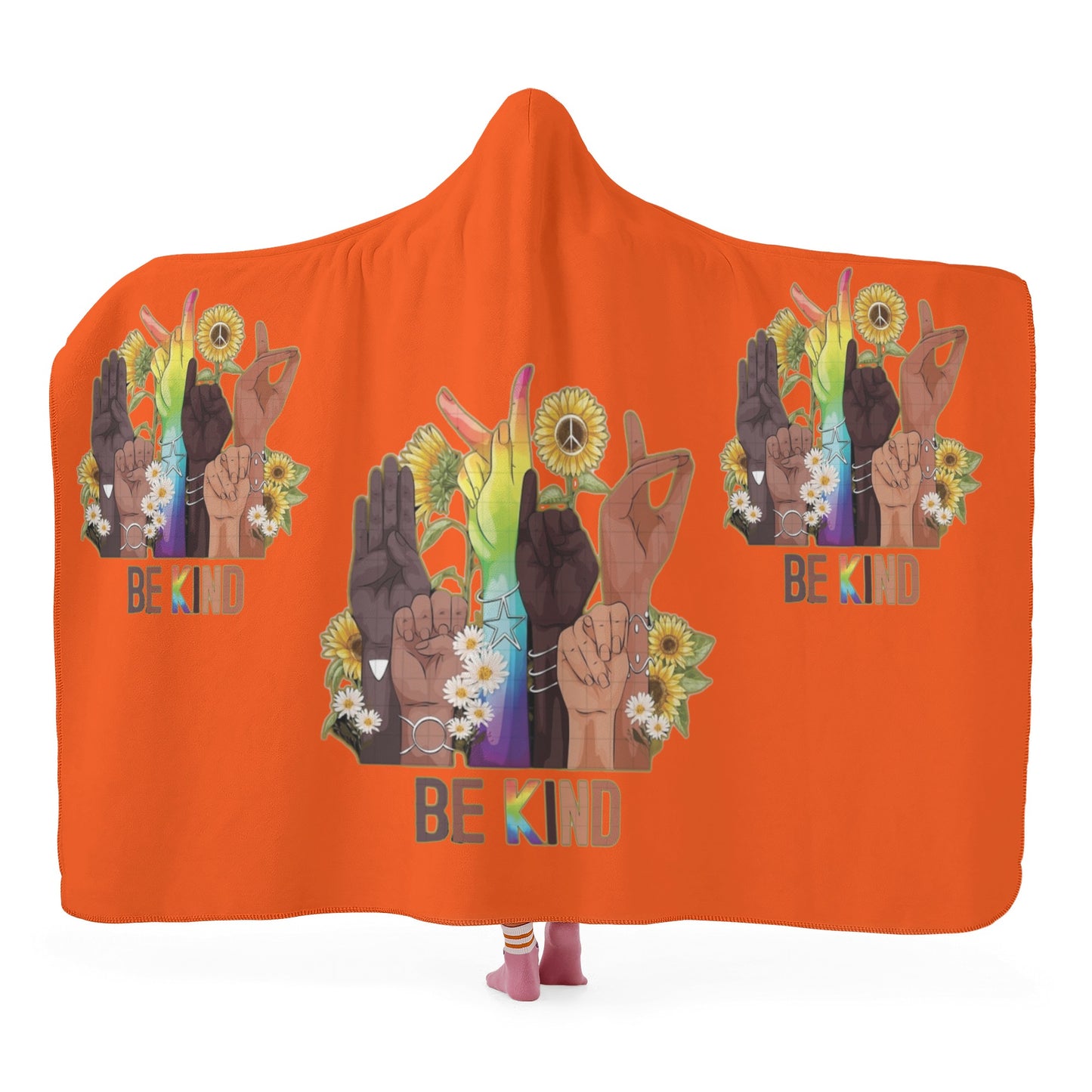 Be Kind (Pride Edition) Dark Orange Hooded Blanket