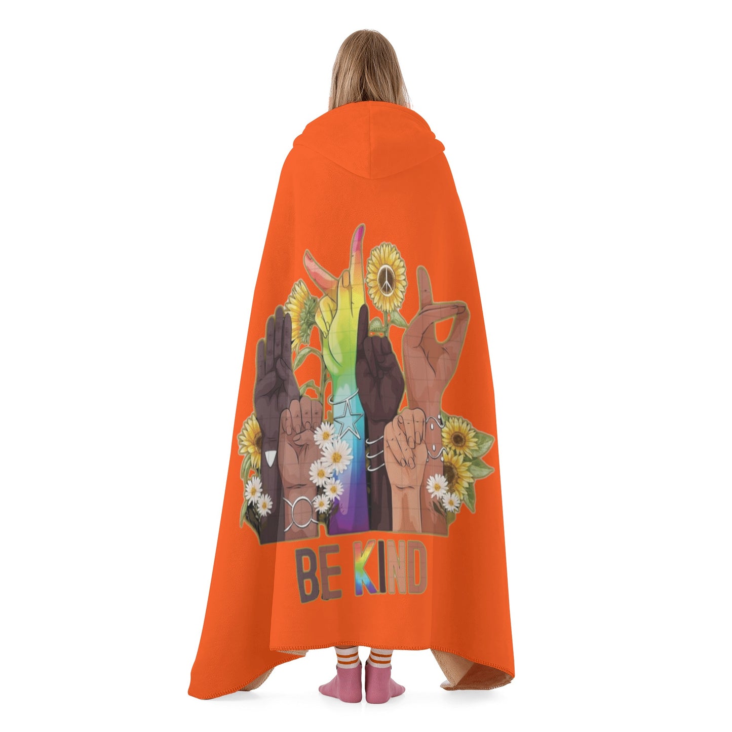 Be Kind (Pride Edition) Dark Orange Hooded Blanket