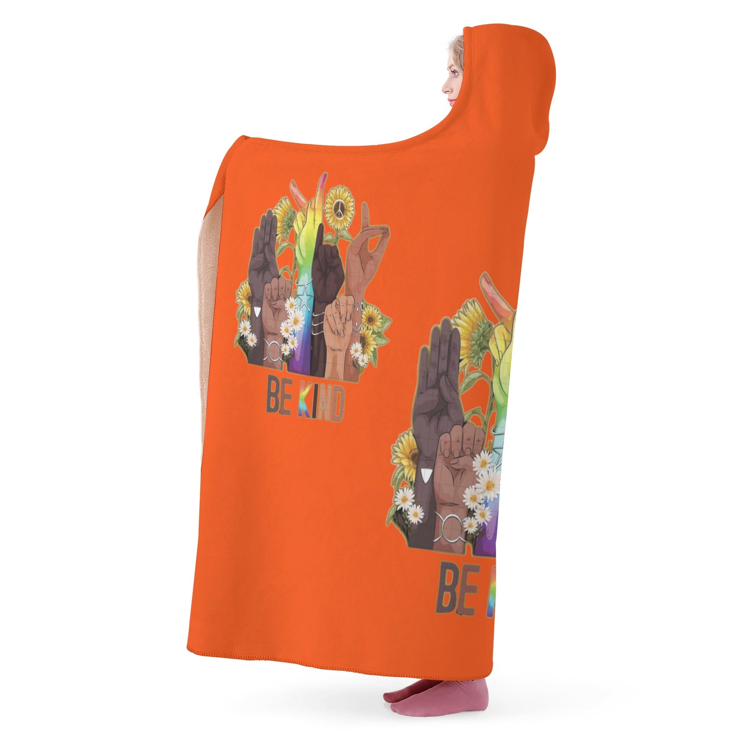 Be Kind (Pride Edition) Dark Orange Hooded Blanket