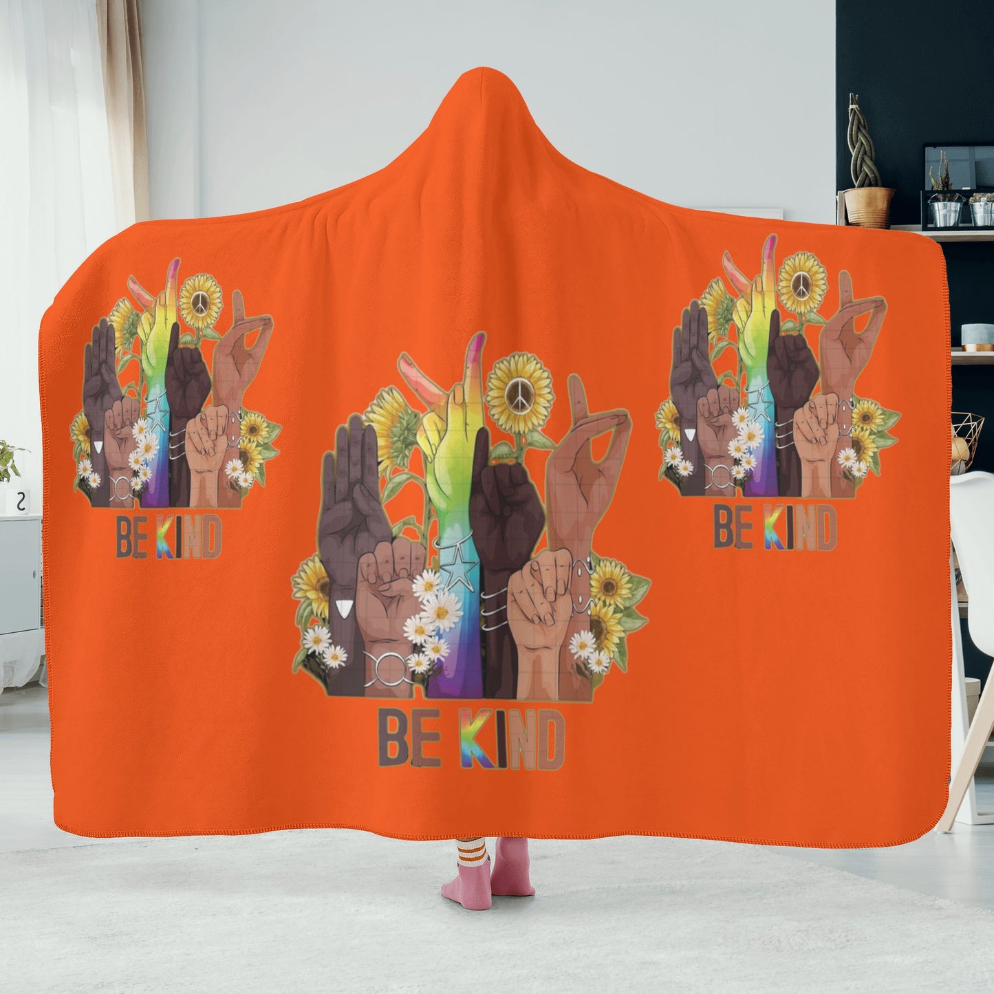 Be Kind (Pride Edition) Dark Orange Hooded Blanket