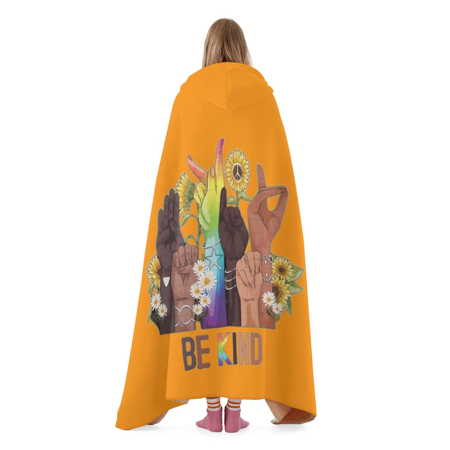 Be Kind (Pride Edition) Orange Hooded Blanket