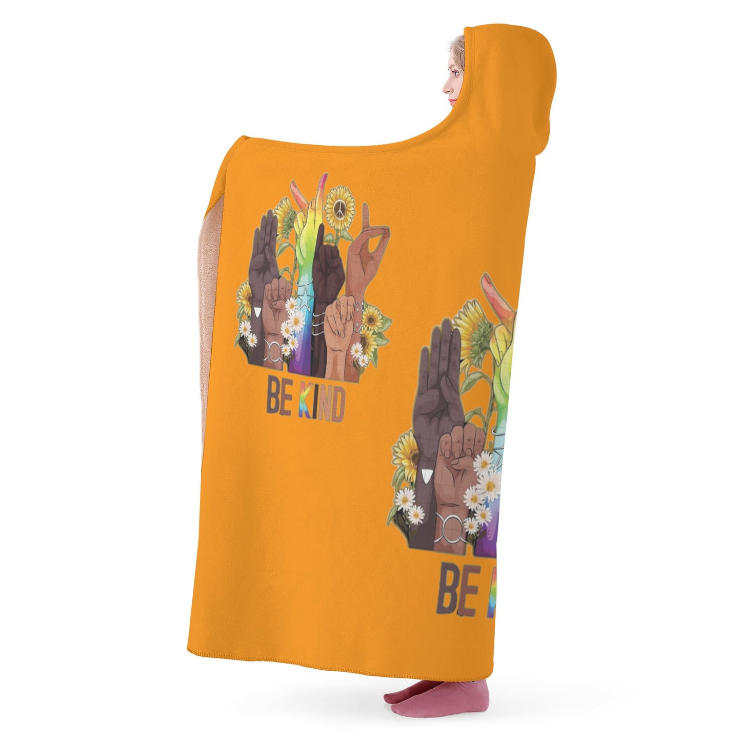 Be Kind (Pride Edition) Orange Hooded Blanket