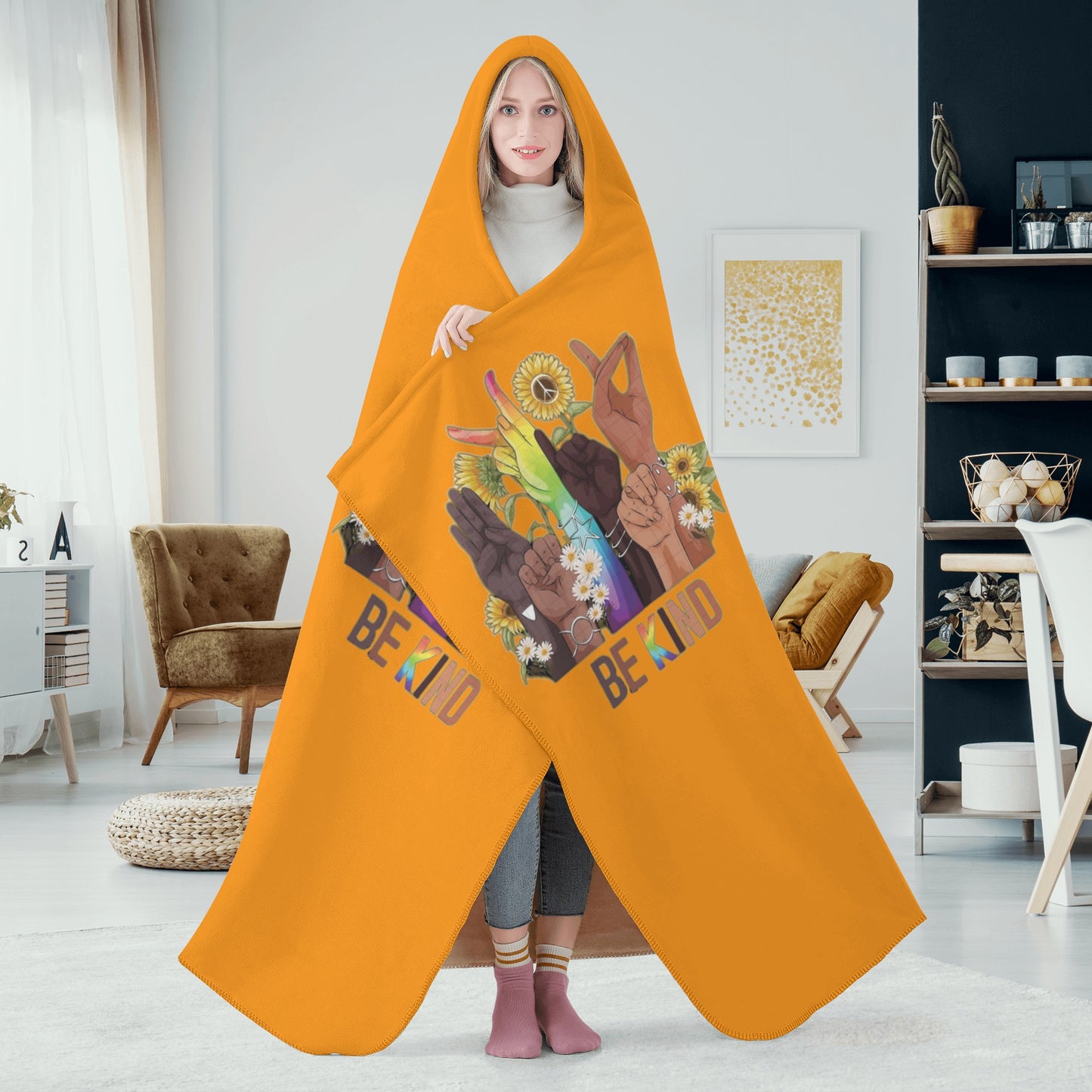 Be Kind (Pride Edition) Orange Hooded Blanket