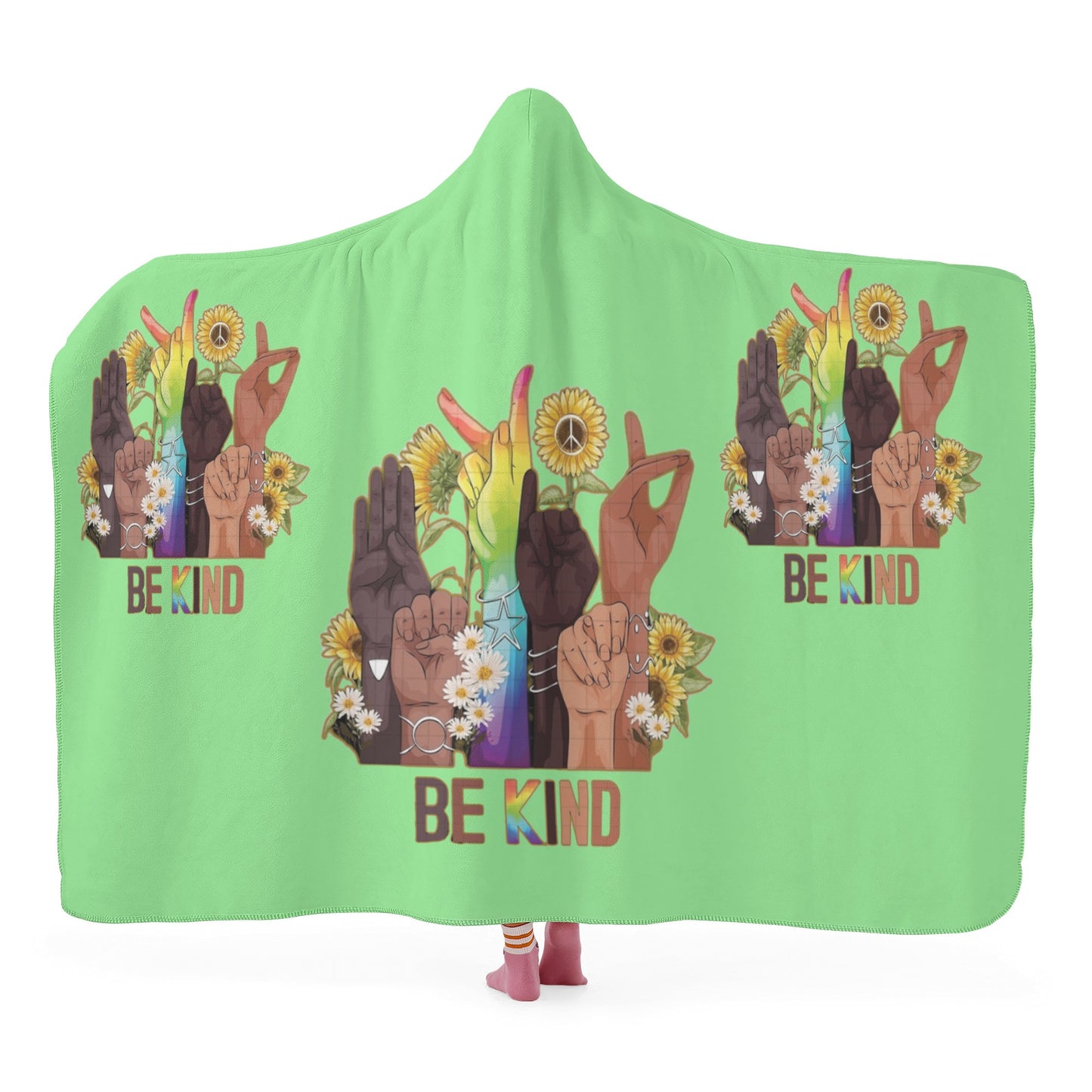 Be Kind (Pride Edition) Mint Green Hooded Blanket