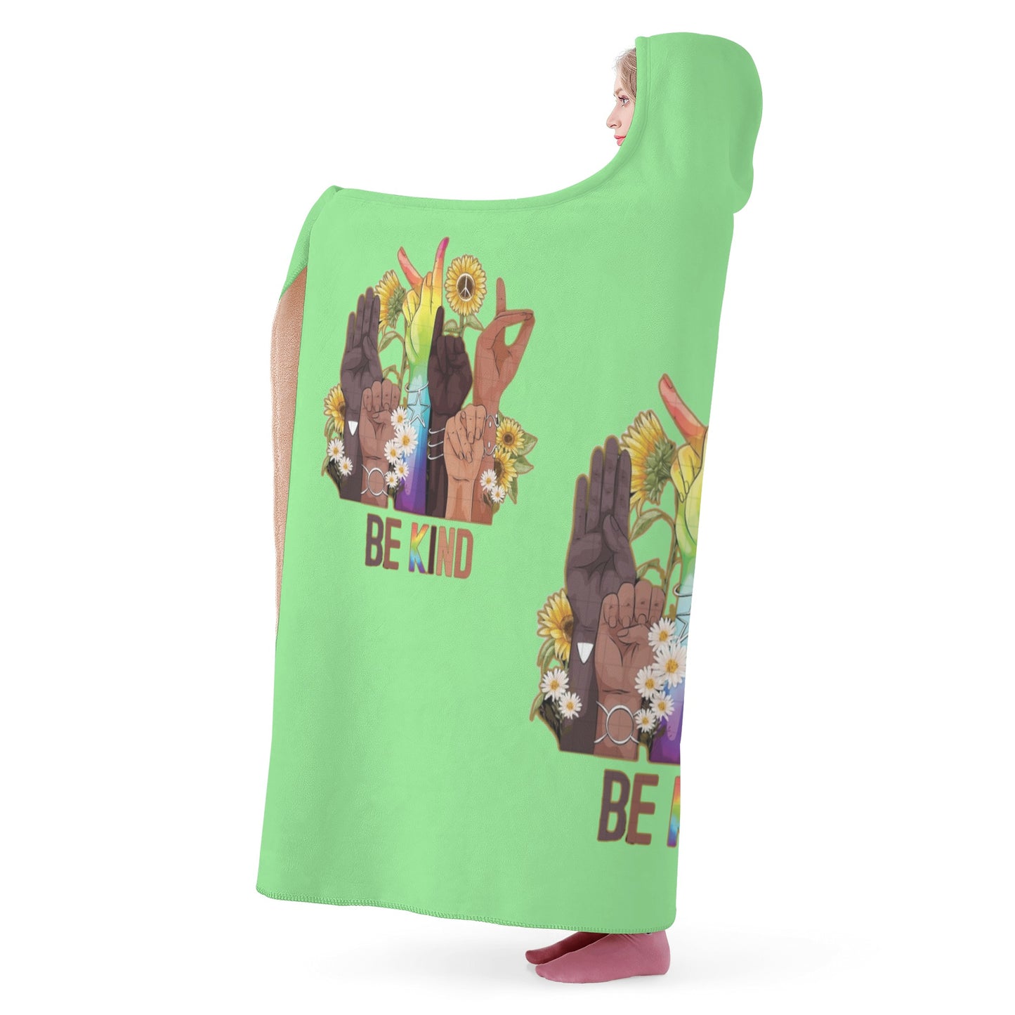 Be Kind (Pride Edition) Mint Green Hooded Blanket