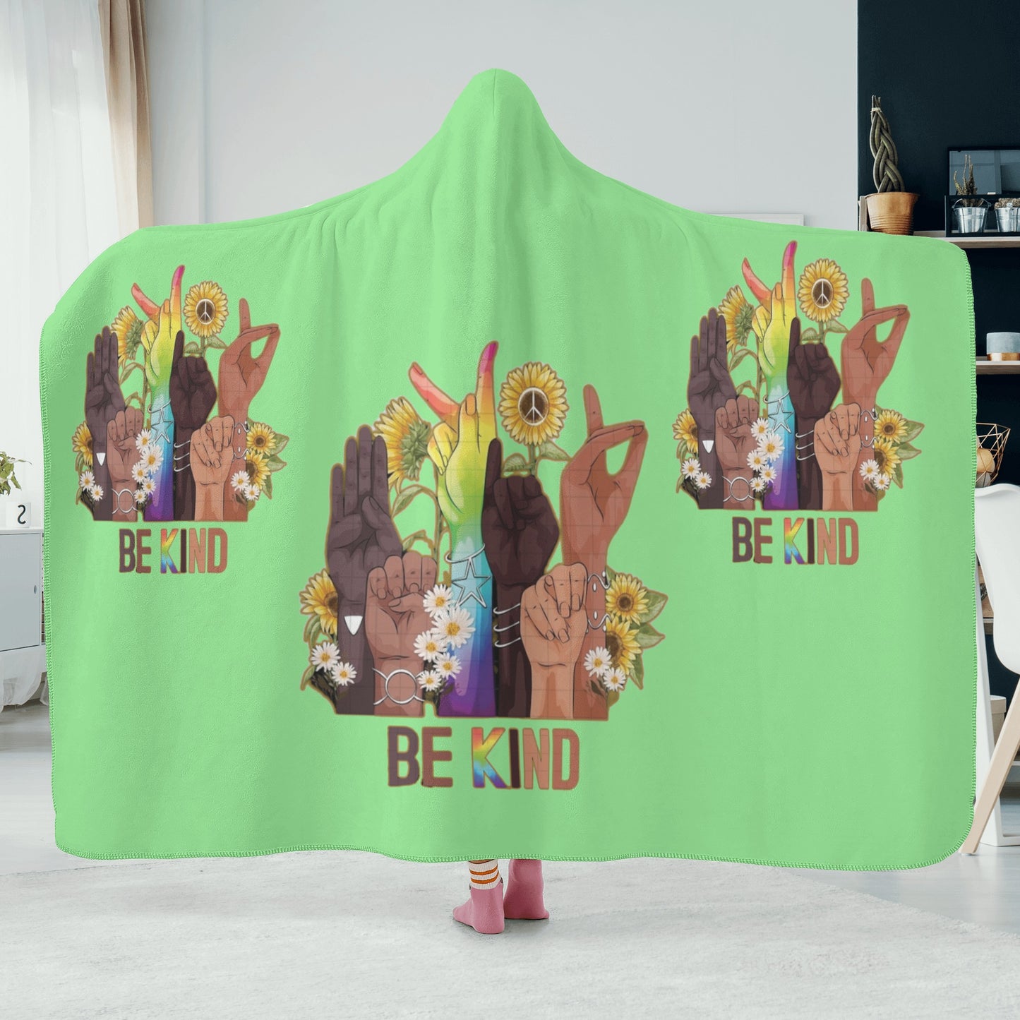 Be Kind (Pride Edition) Mint Green Hooded Blanket