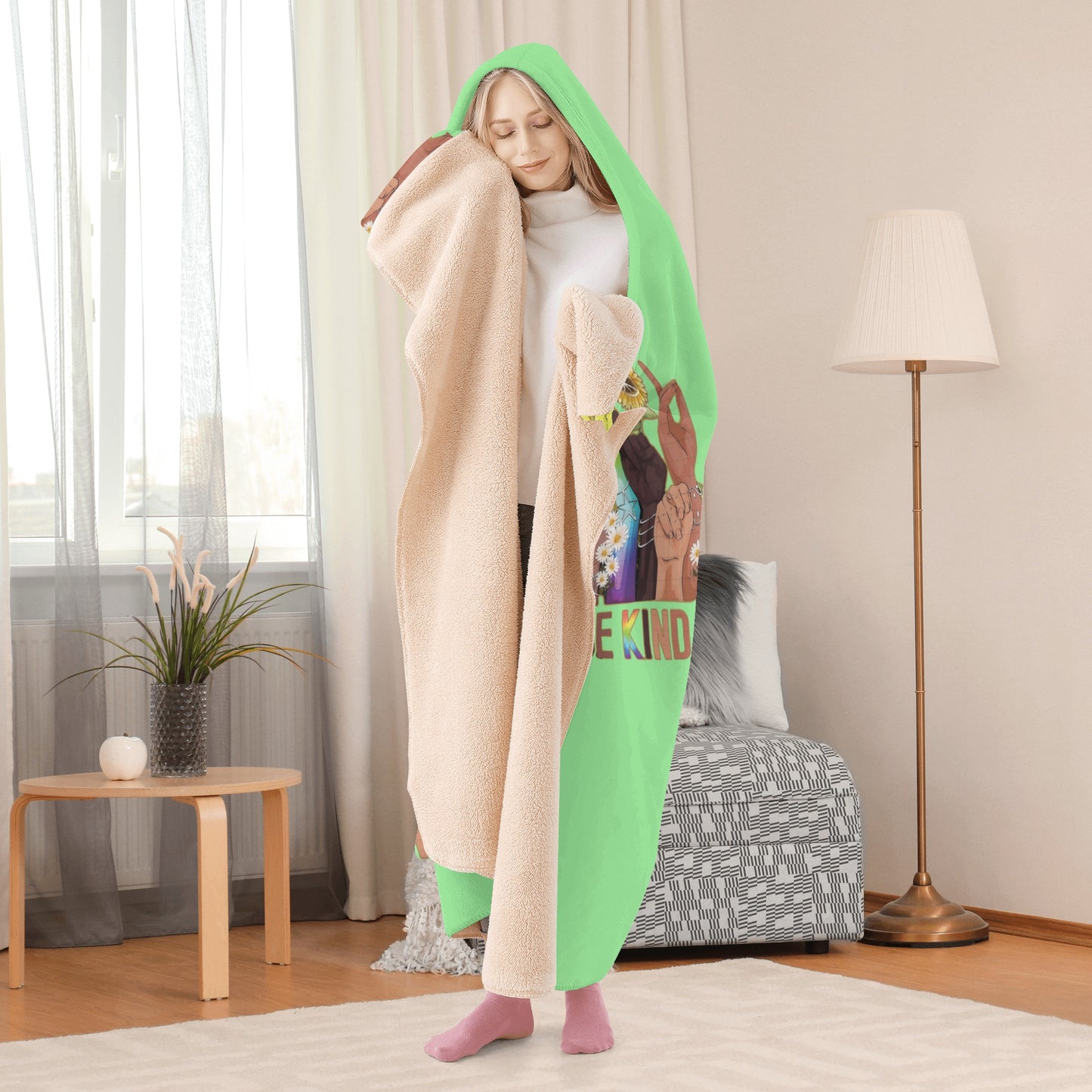 Be Kind (Pride Edition) Mint Green Hooded Blanket