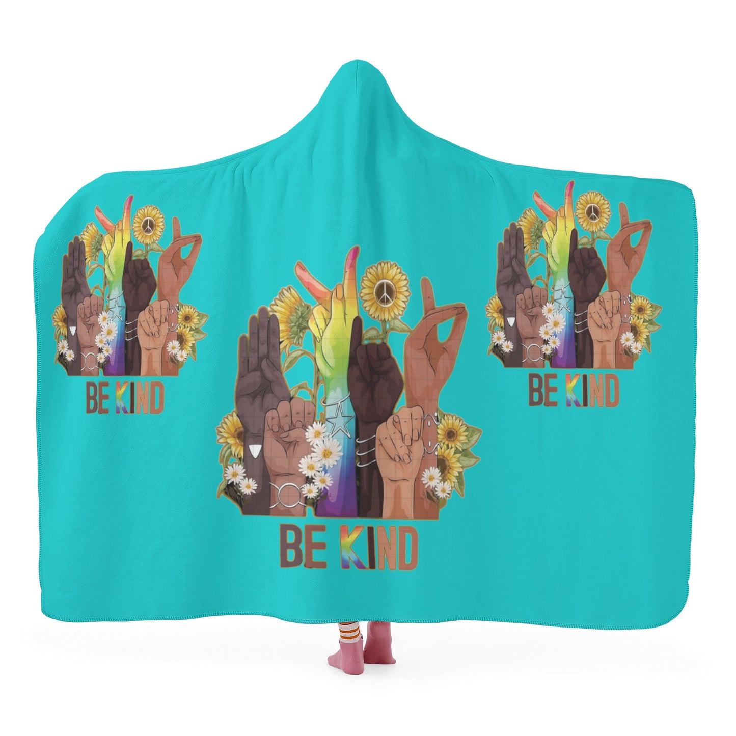 Be Kind (Pride Edition) Turquoise Hooded Blanket