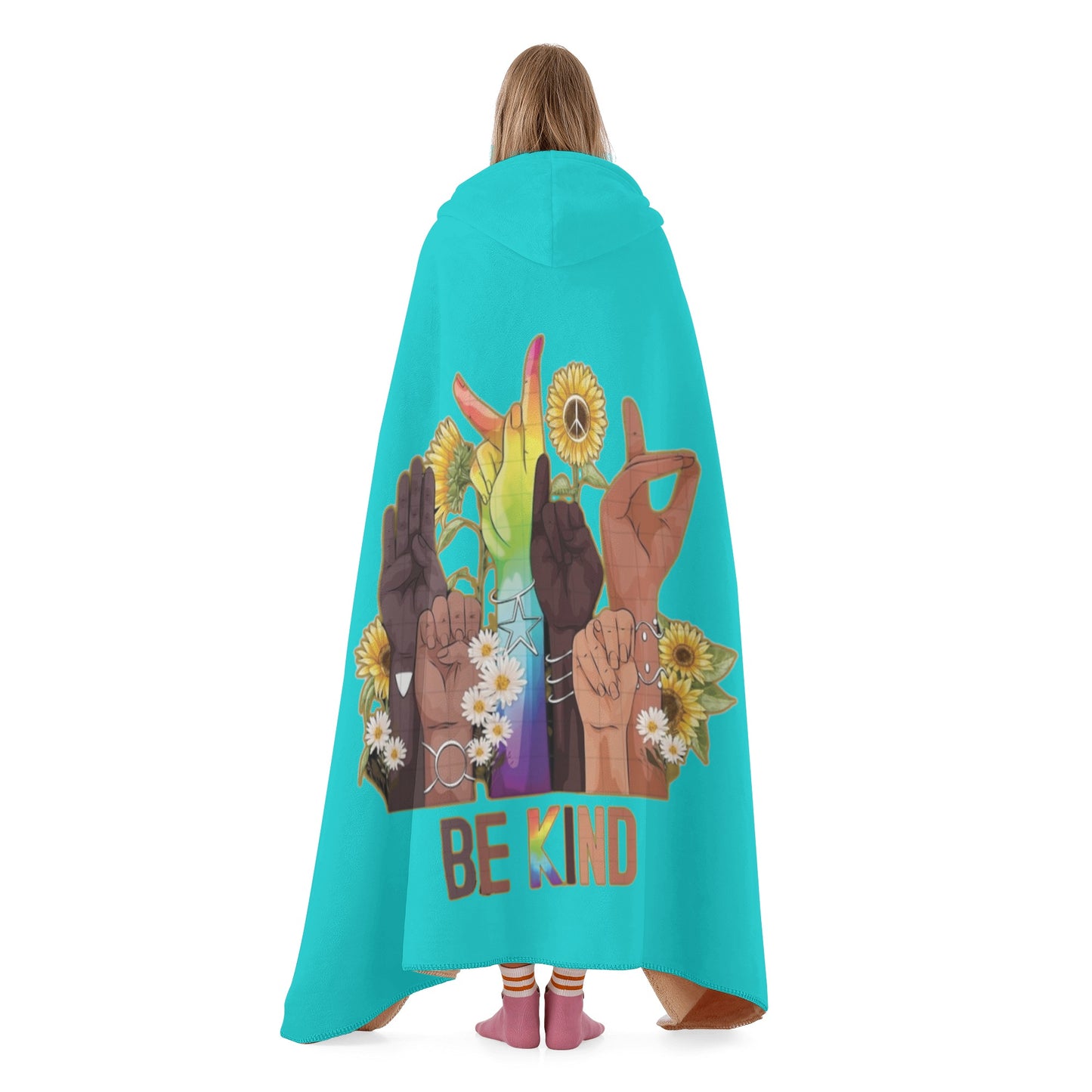 Be Kind (Pride Edition) Turquoise Hooded Blanket