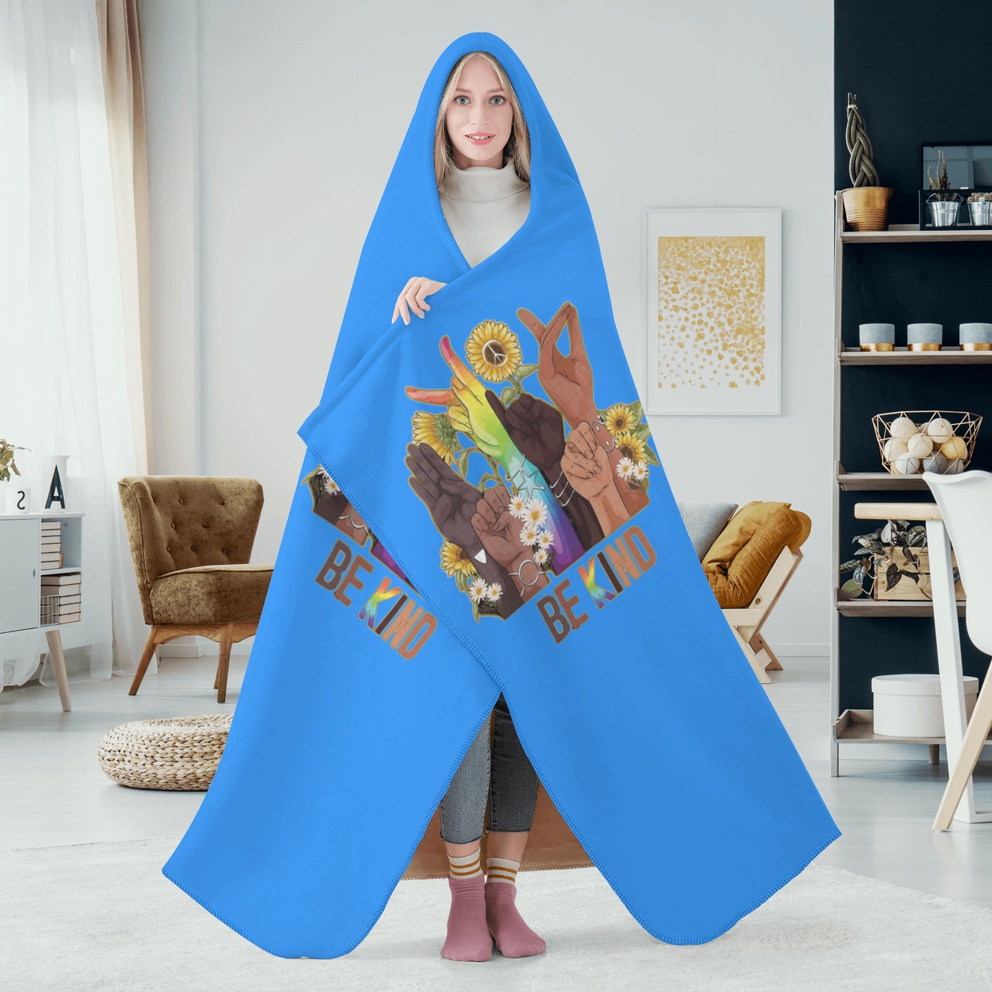 Be Kind (Pride Edition) Blue Hooded Blanket