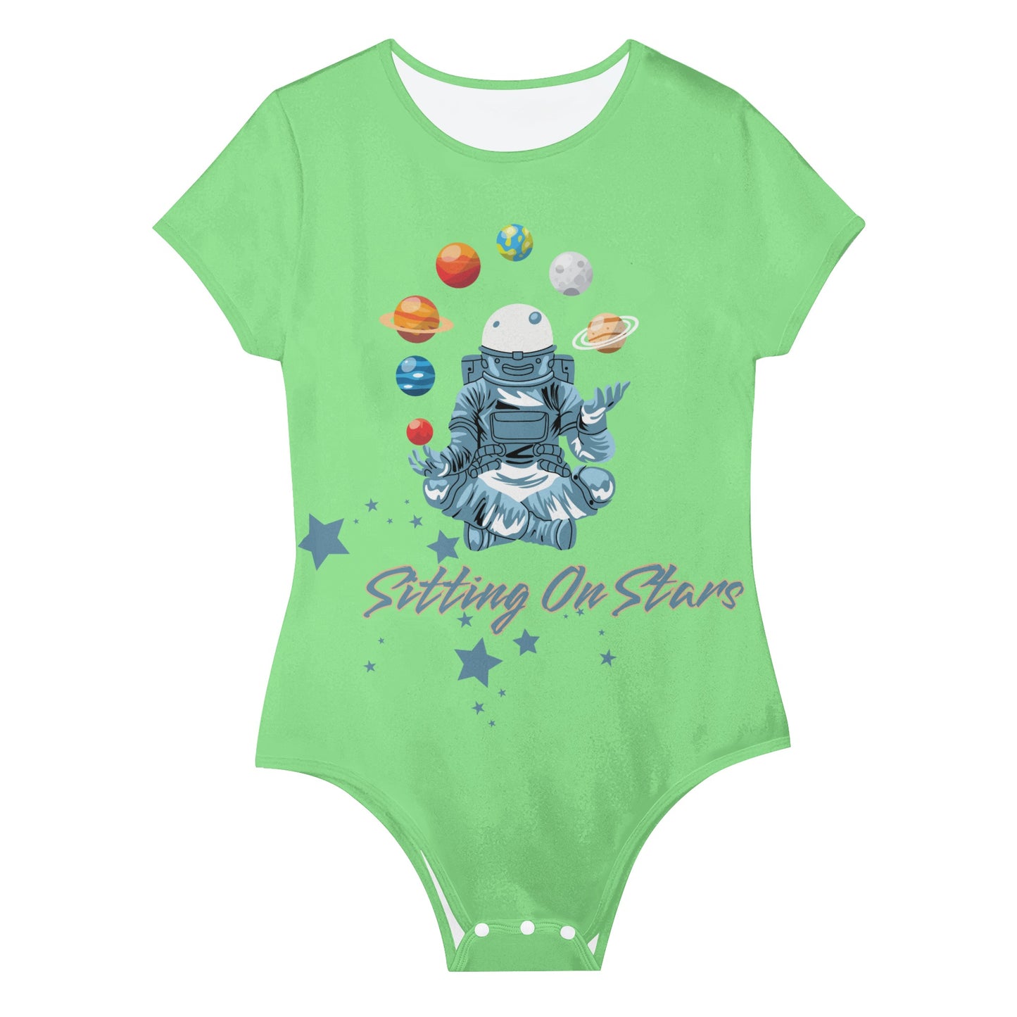 Sitting On Stars Meditation Womens Mint Green Soft Short Sleeve Bodysuit