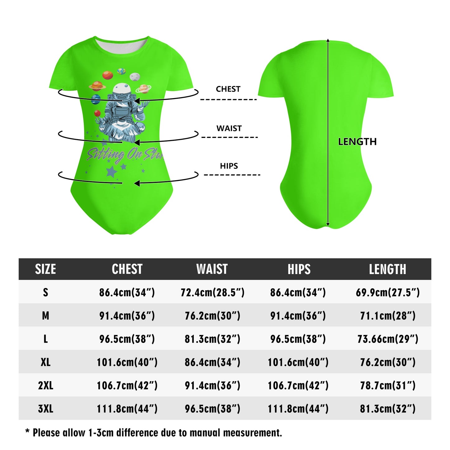 Sitting On Stars Meditation Womens Goo Green Soft Short Sleeve Bodysuit