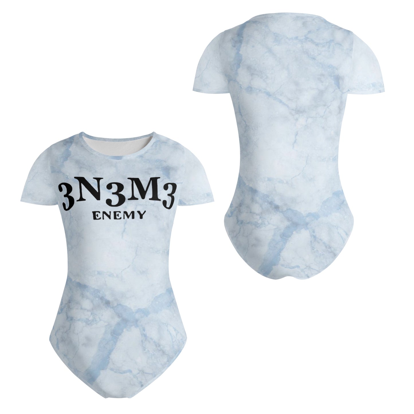 3.N.3.M.3 Enemy Womens Chill Blue Soft Short Sleeve Bodysuit