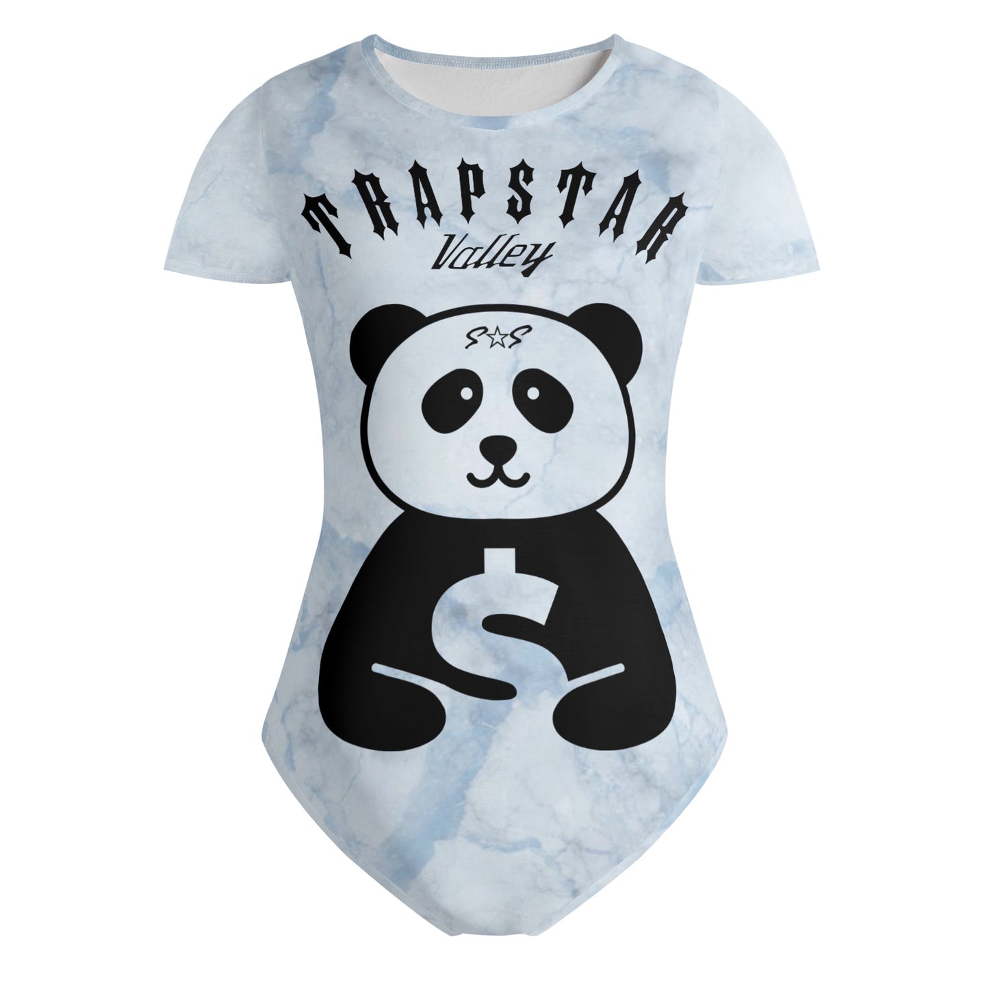 Trap Star Valley 1.0 Panda Womens Chill Blue Soft Short Sleeve Bodysuit